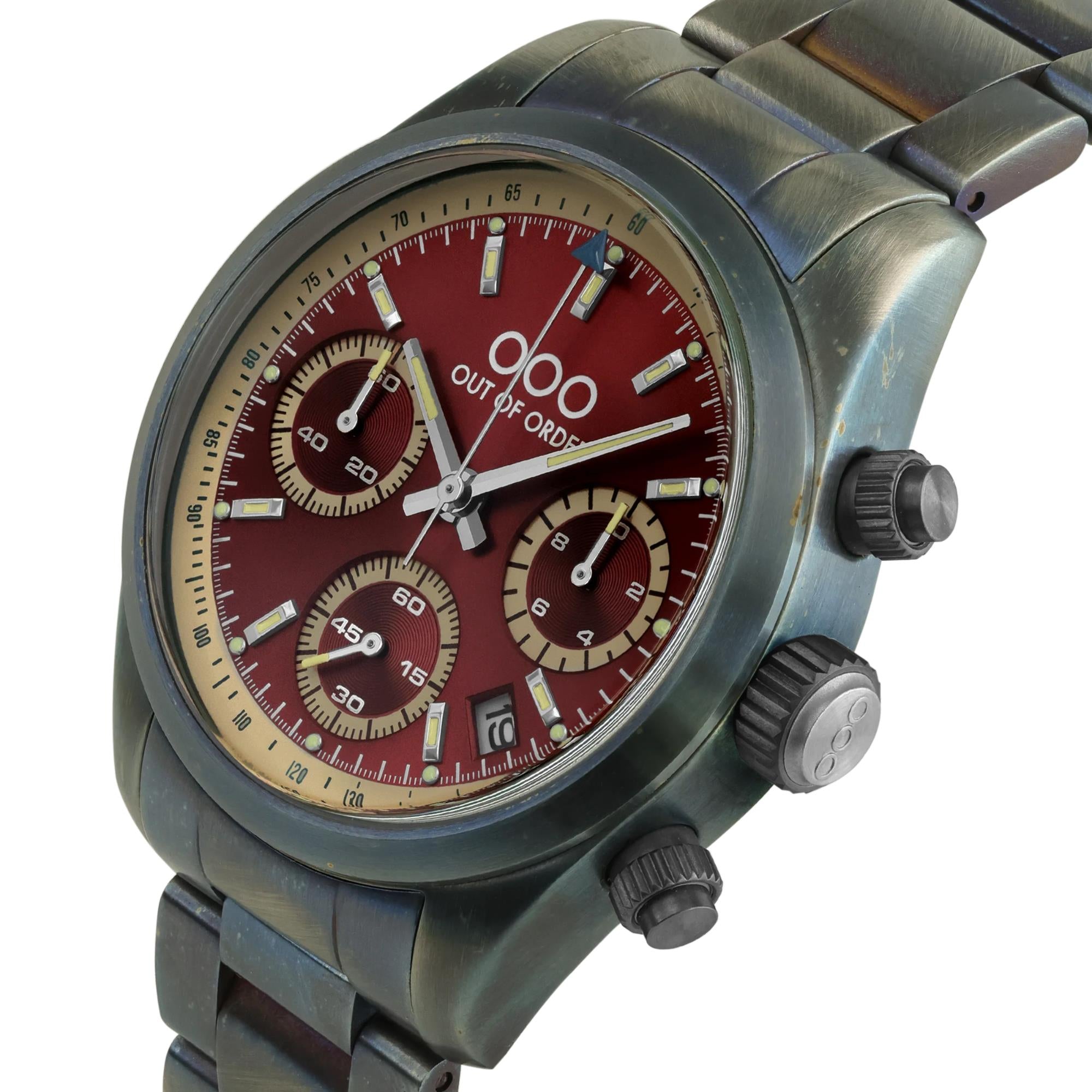 Out of Order Sporty Cronografo Quartz Red Dial  Steel Strap Men's Watch OOO.001-23.RO.AC