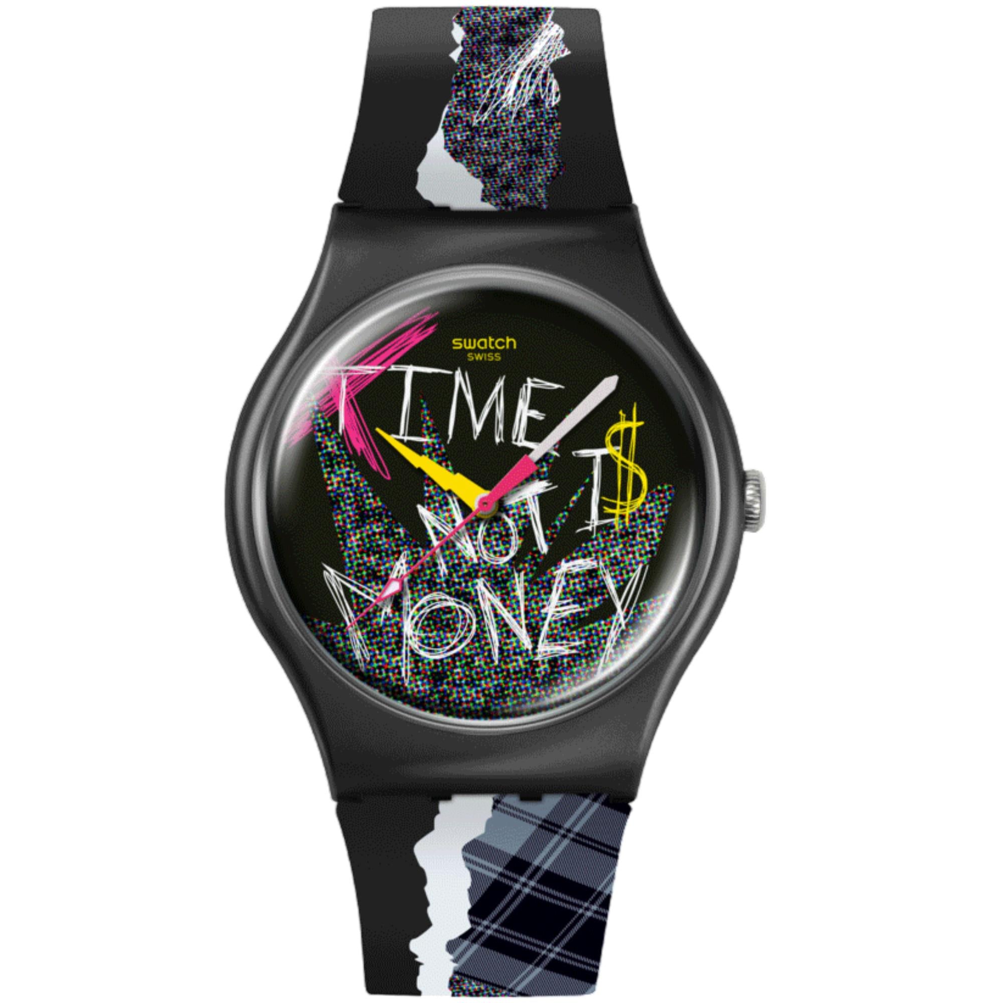 Swatch No Rules Blank Check Black Dial Silicone Strap Unisex Casual Watch SO32B122-5300