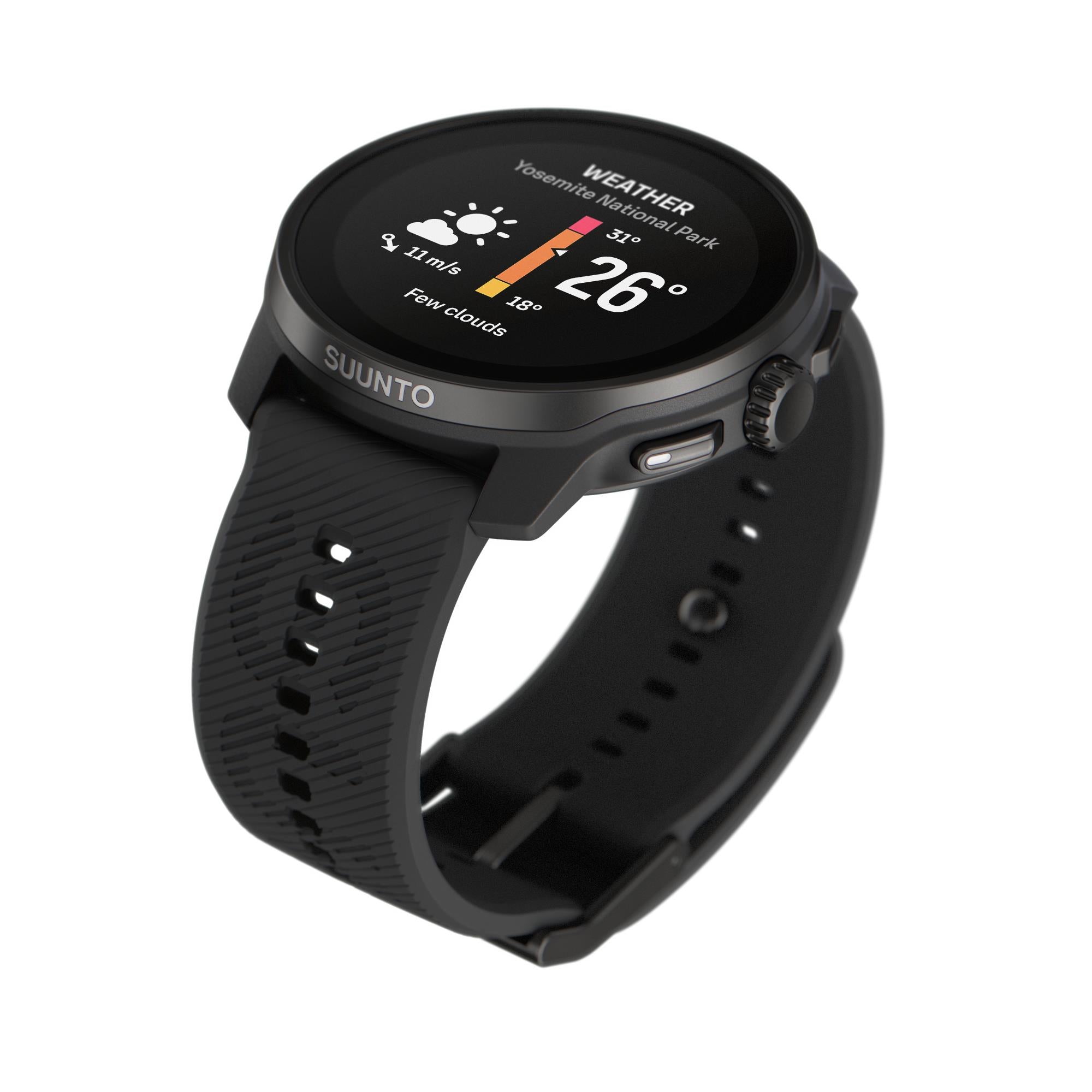 Suunto Race S All Black AMOLED Digital Silicone Strap Unisex Smart Fitness Watch SS051013000