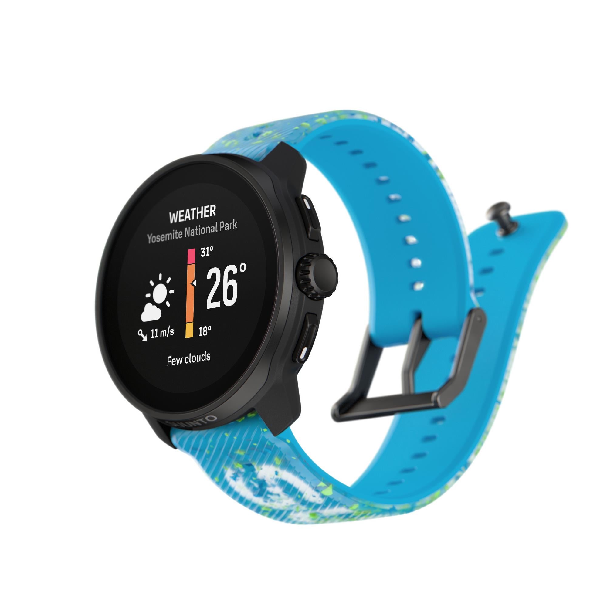 Suunto Race S Power Blue AMOLED Digital Silicone Strap Unisex Smart Fitness Watch SS051015000