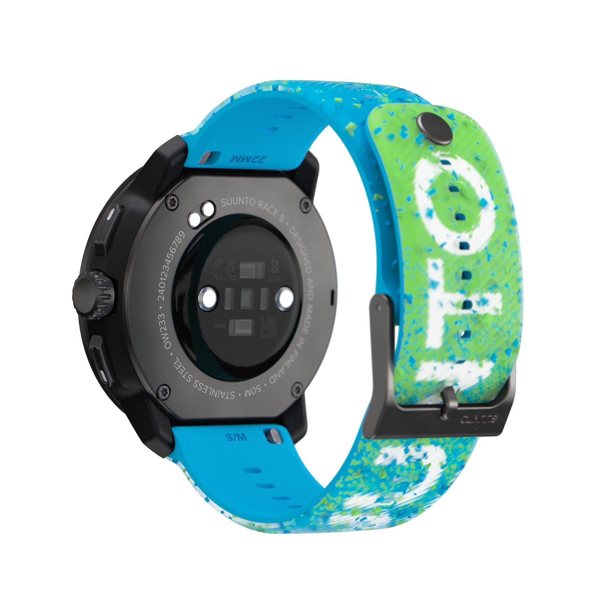 Suunto Race S Power Blue AMOLED Digital Silicone Strap Unisex Smart Fitness Watch SS051015000