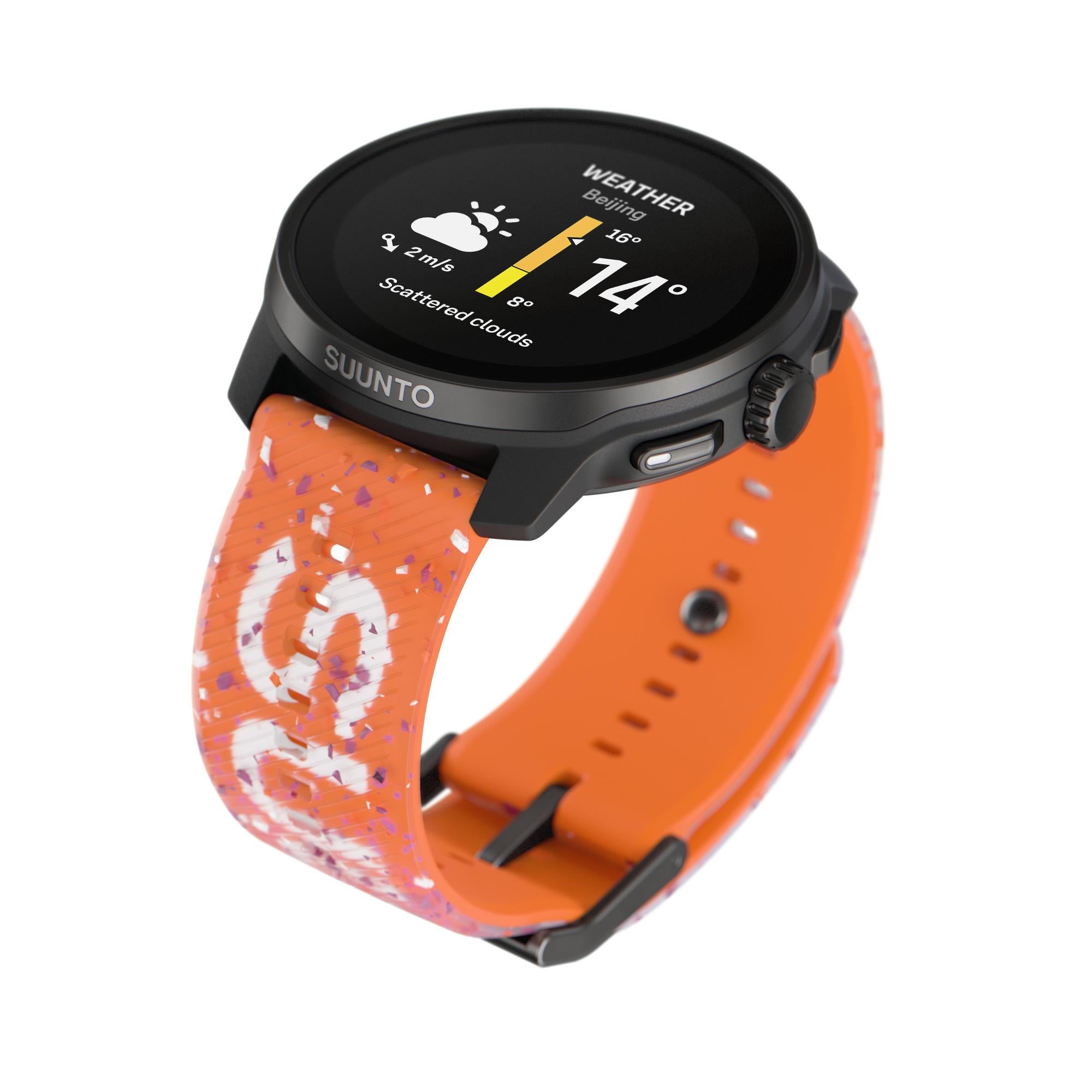 Suunto Race S Power Orange AMOLED Digital Silicone Strap Unisex Smart Fitness Watch SS051016000