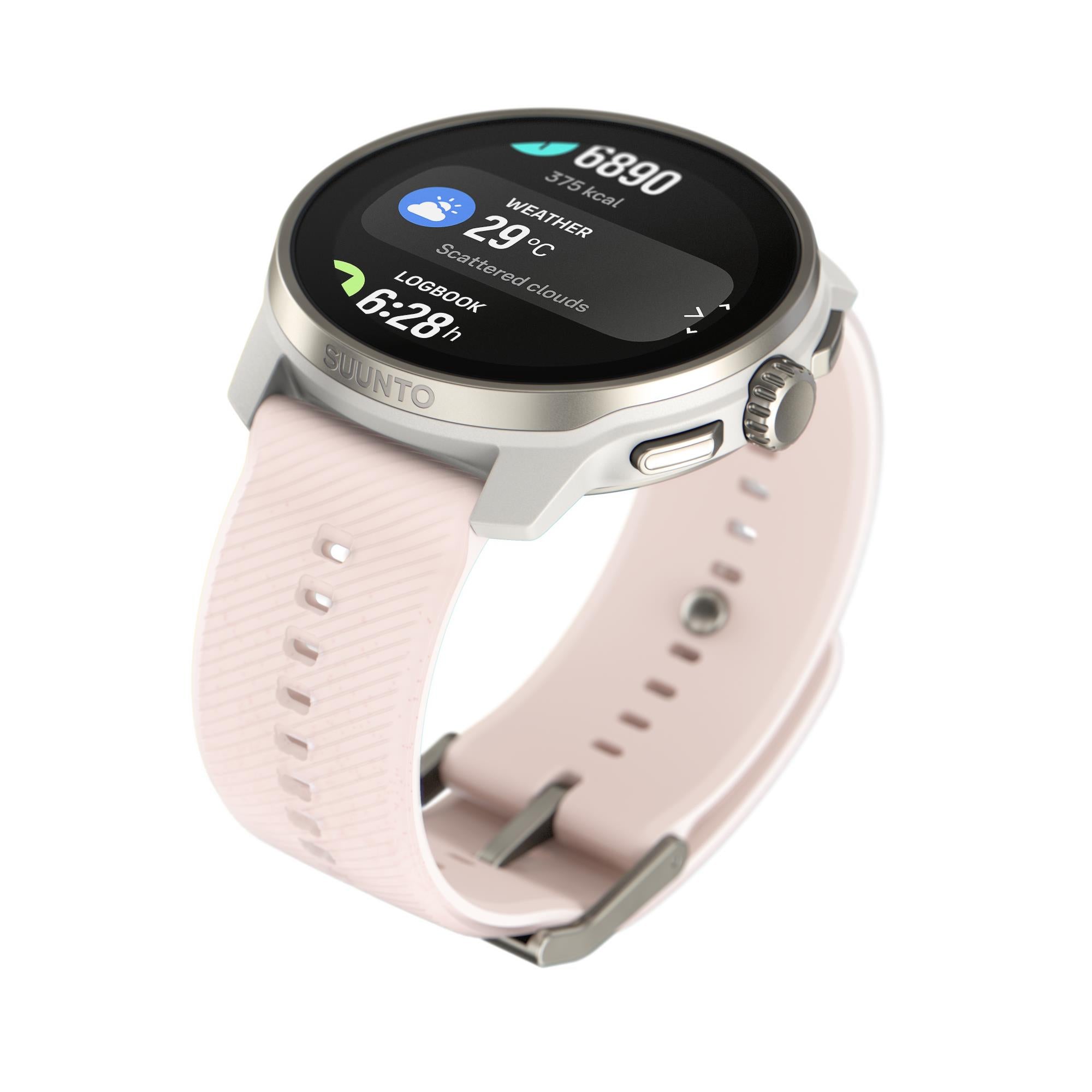 Suunto Race S Powder Pink AMOLED Digital Silicone Strap Unisex Smart Fitness Watch SS051018000