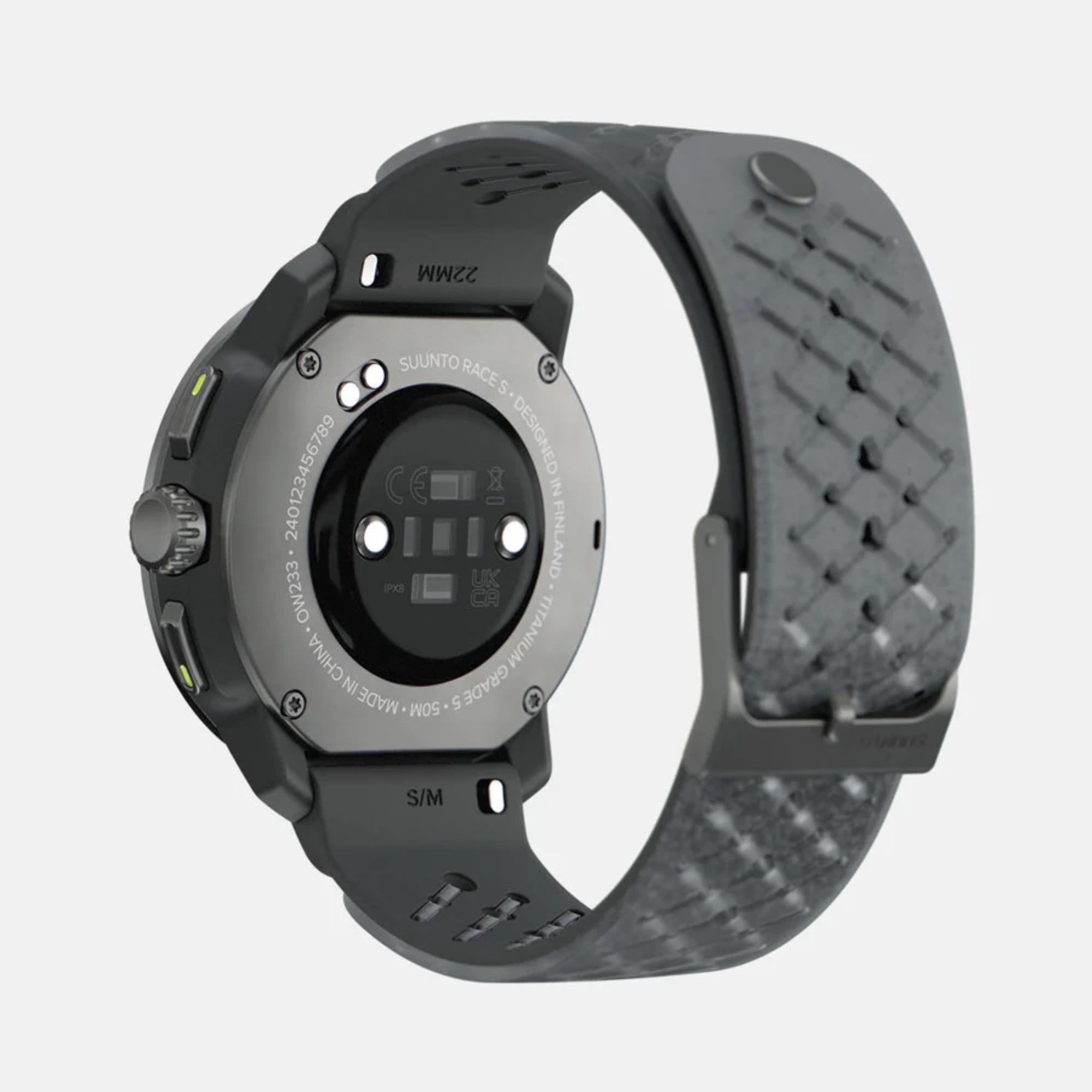Suunto Race S Titanium Graphite AMOLED Digital Silicone Strap Unisex Smart Fitness Watch SS051104000