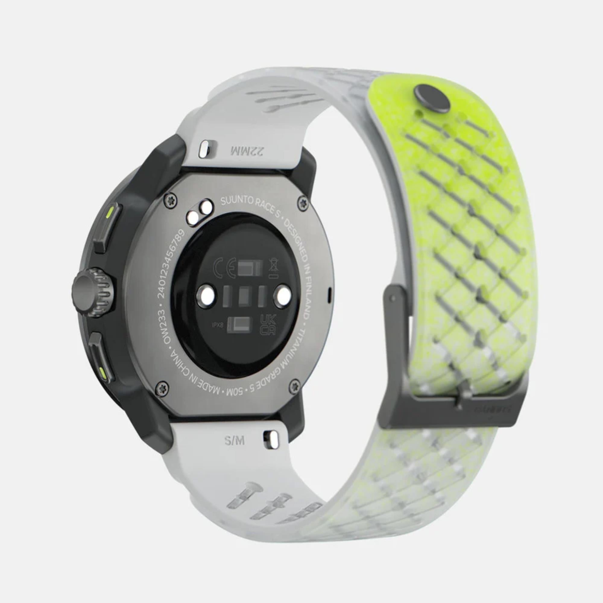 Suunto Race S Titanium Canary AMOLED Digital Silicone Strap Unisex Smart Fitness Watch SS051105000