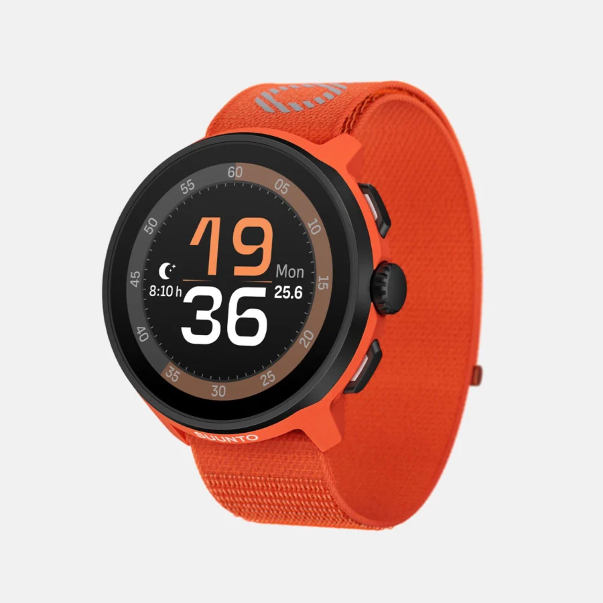 Suunto Run Coral Orange AMOLED Digital Textile Strap Unisex Smart Fitness Watch SS051112000