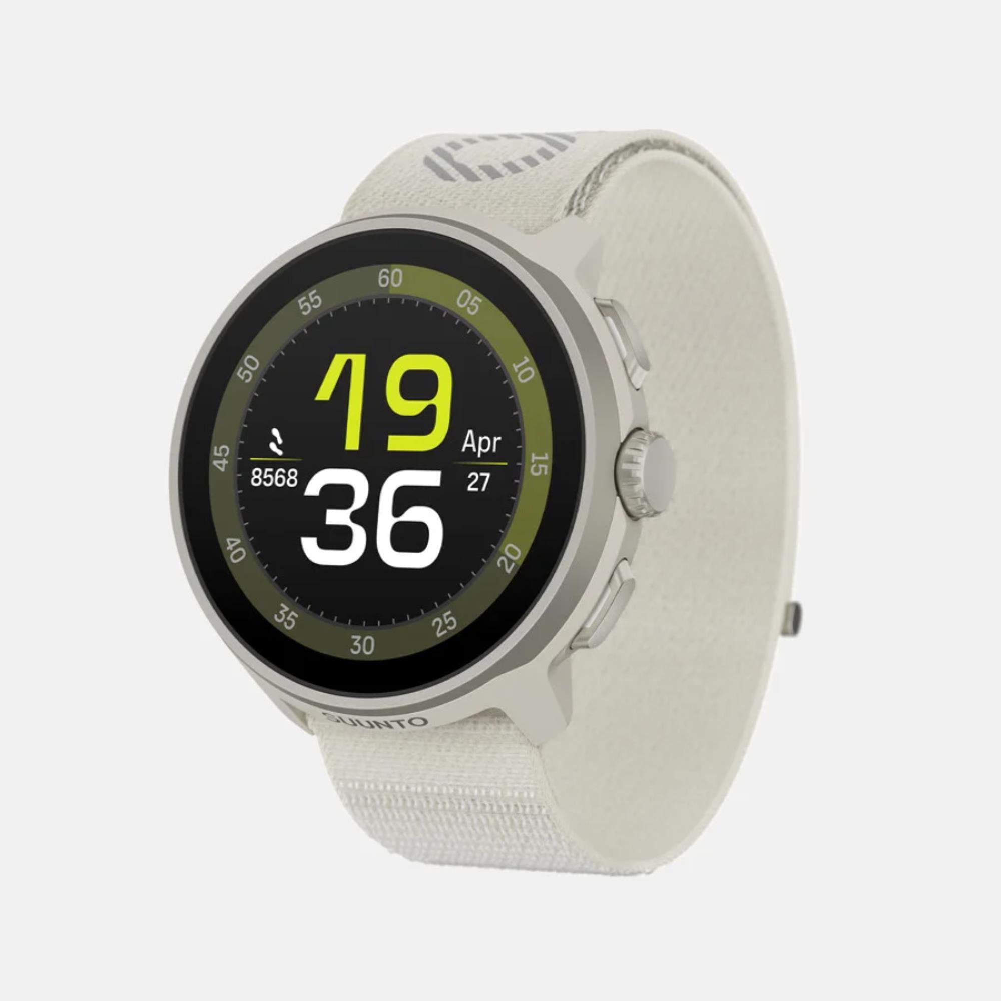 Suunto Run Frost Gray AMOLED Digital Textile Strap Unisex Smart Fitness Watch SS051110000