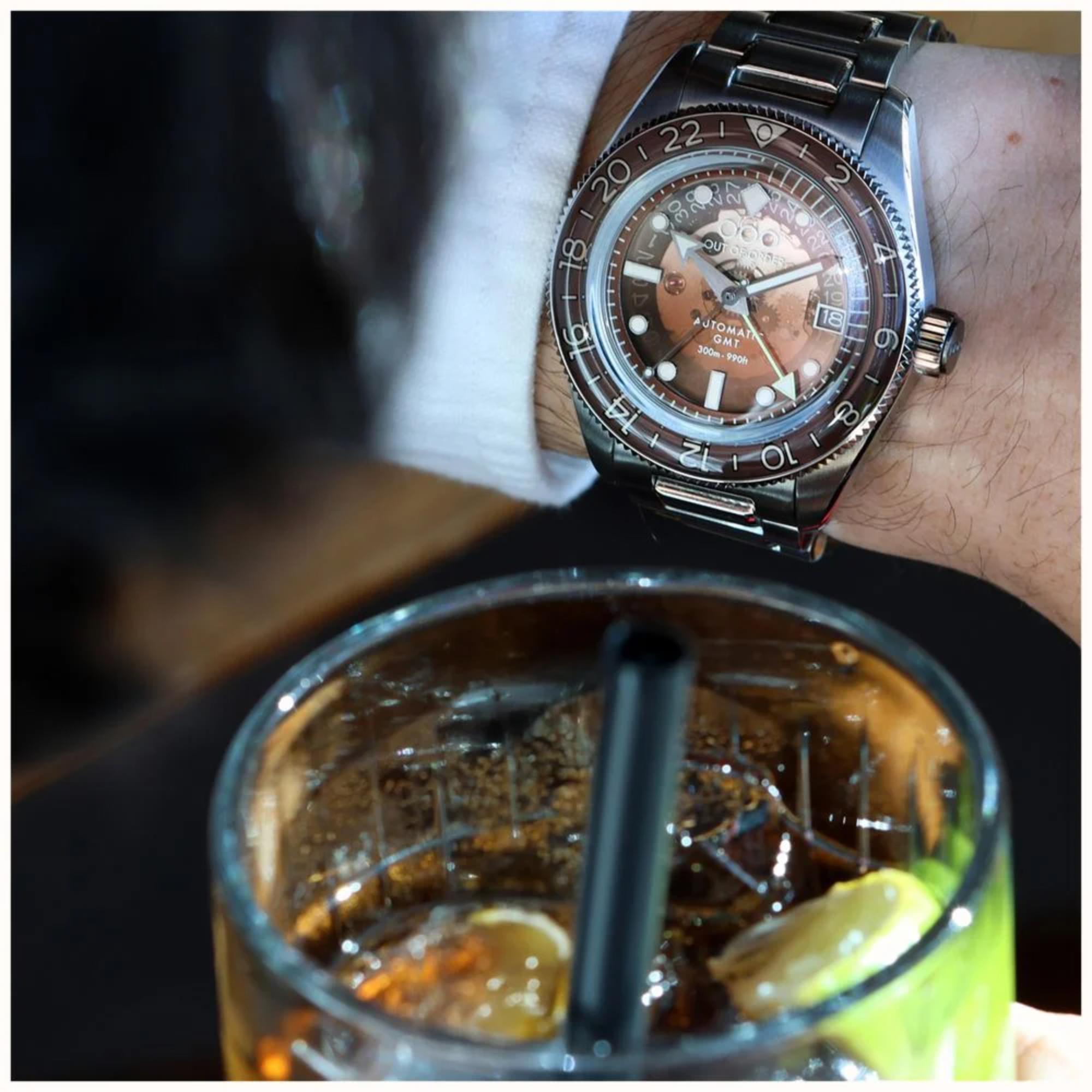Out of Order Limited Edition Shaker Cuba Libre Automatic GMT Steel Strap Men's Watch OOO.001-25.CL.BAND.SS