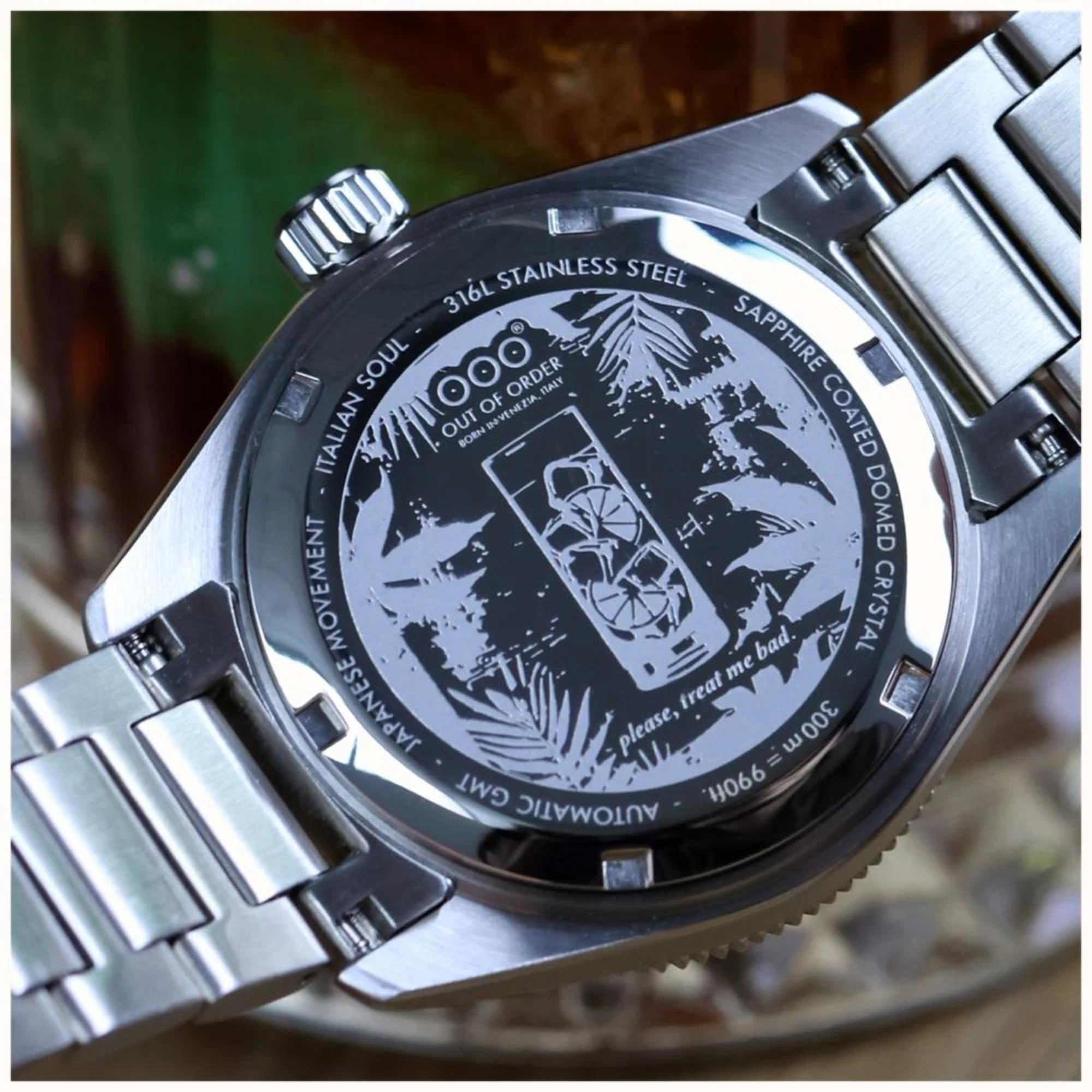 Out of Order Limited Edition Shaker Cuba Libre Automatic GMT Steel Strap Men's Watch OOO.001-25.CL.BAND.SS