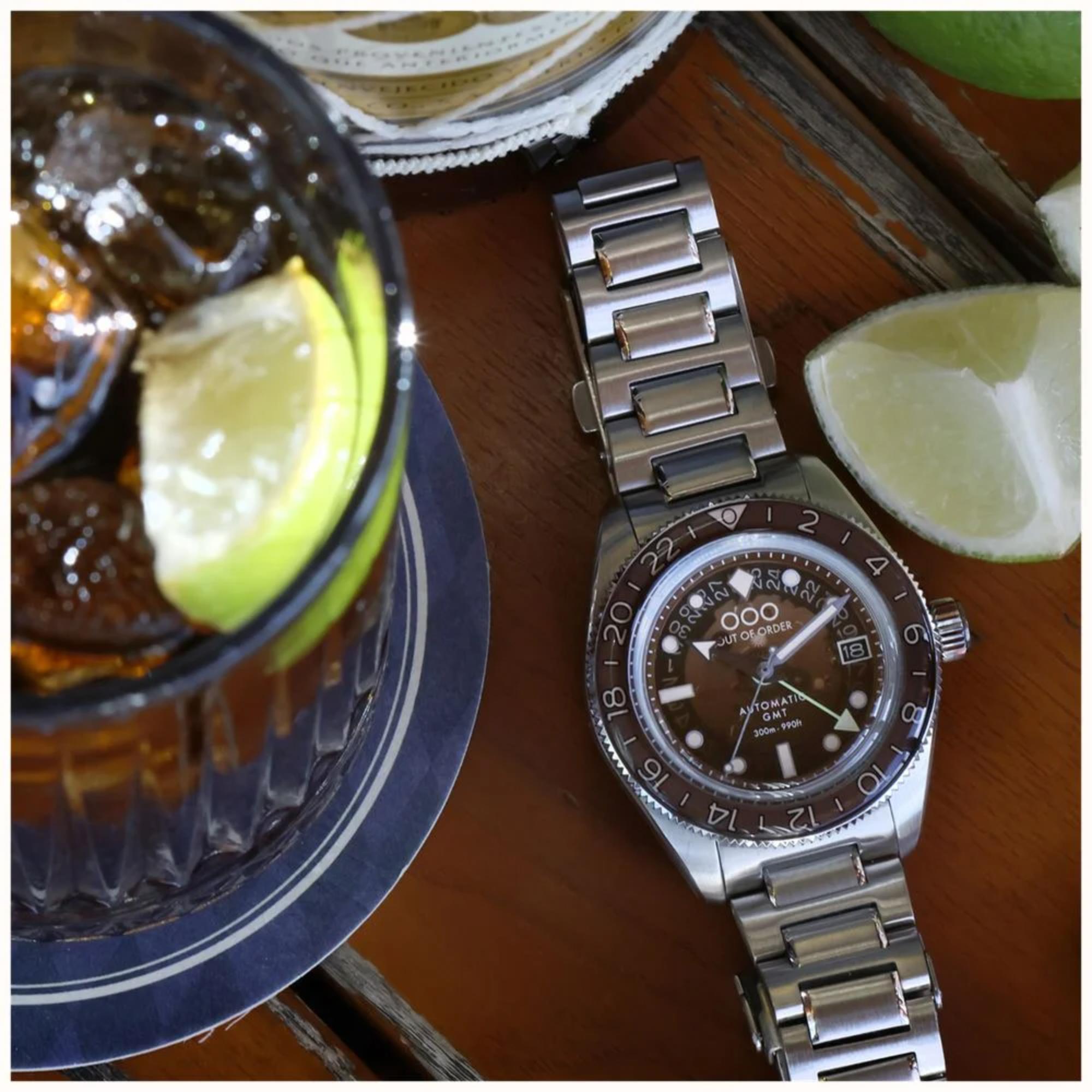 Out of Order Limited Edition Shaker Cuba Libre Automatic GMT Steel Strap Men's Watch OOO.001-25.CL.BAND.SS