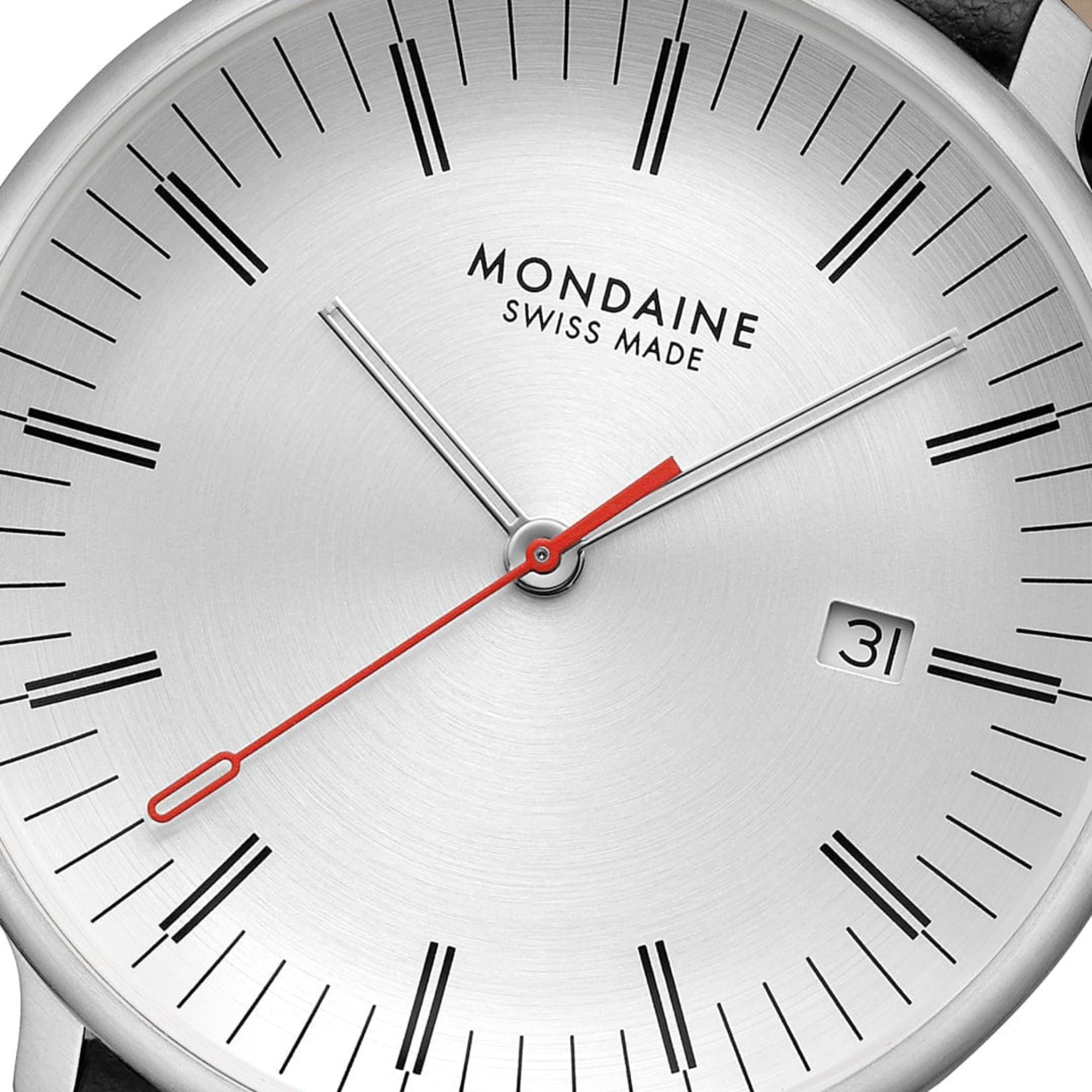 Mondaine Doppio Quartz Off-White Dial Leather Strap Men's Watch MLE.41210.LBV