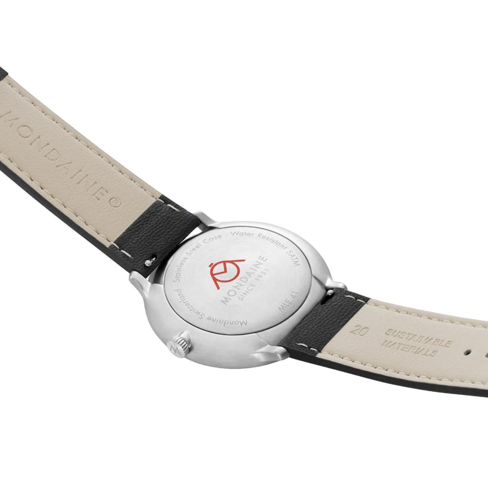 Mondaine Doppio Quartz Off-White Dial Leather Strap Men's Watch MLE.41210.LBV