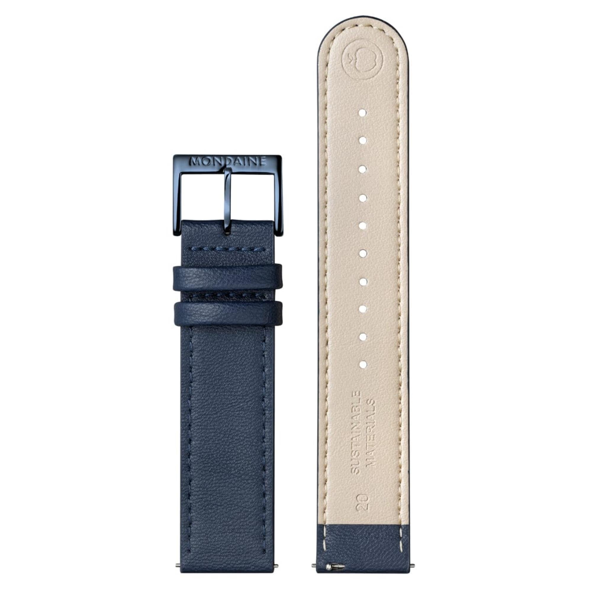 Mondaine Doppio Quartz Blue Dial Leather Strap Men's Watch MLE.41240.LDV