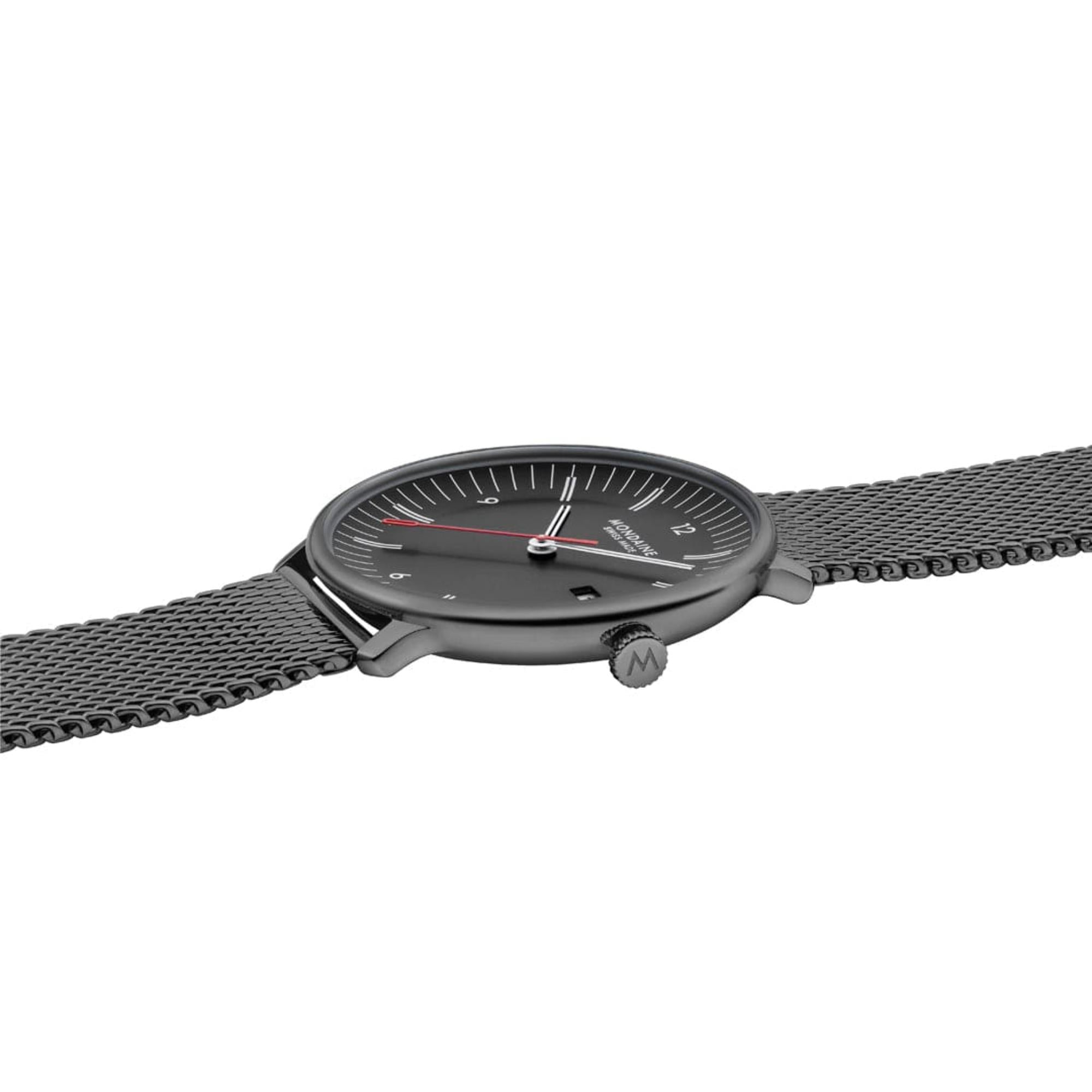 Mondaine Doppio Quartz Black Dial Steel Strap Men's Watch MLE.41220.SM