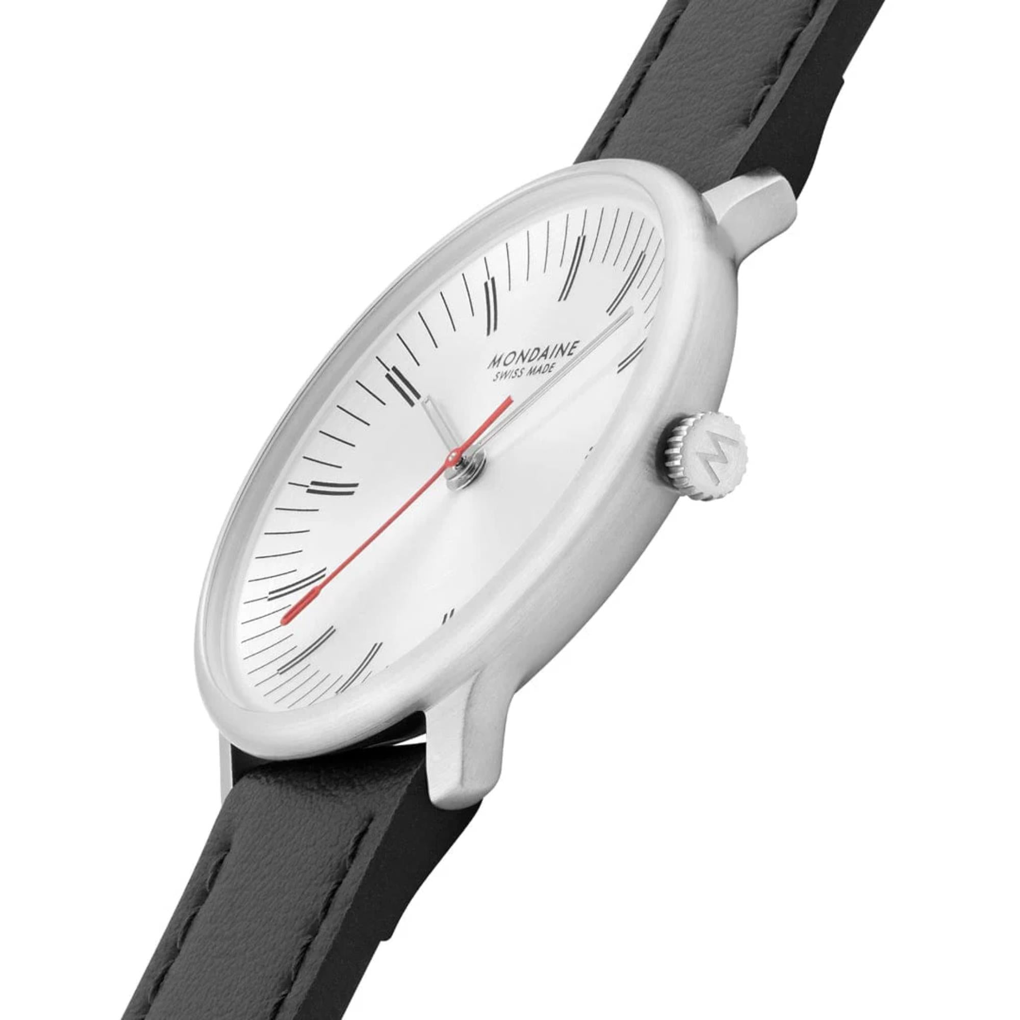 Mondaine Doppio Quartz Off-White Dial Leather Strap Women's Watch MLE.33110.LBV