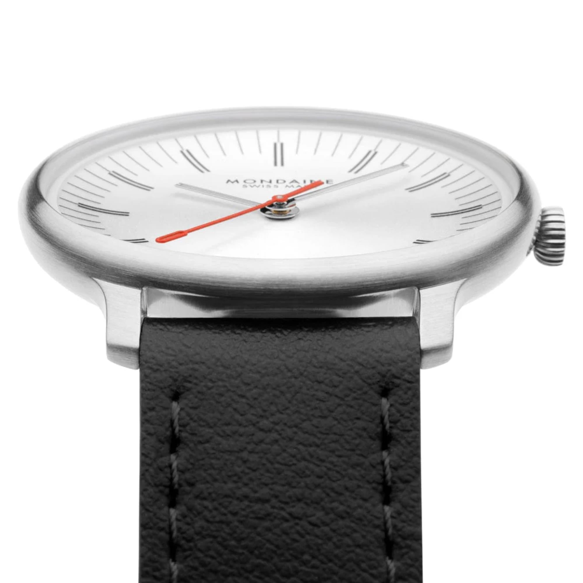Mondaine Doppio Quartz Off-White Dial Leather Strap Women's Watch MLE.33110.LBV