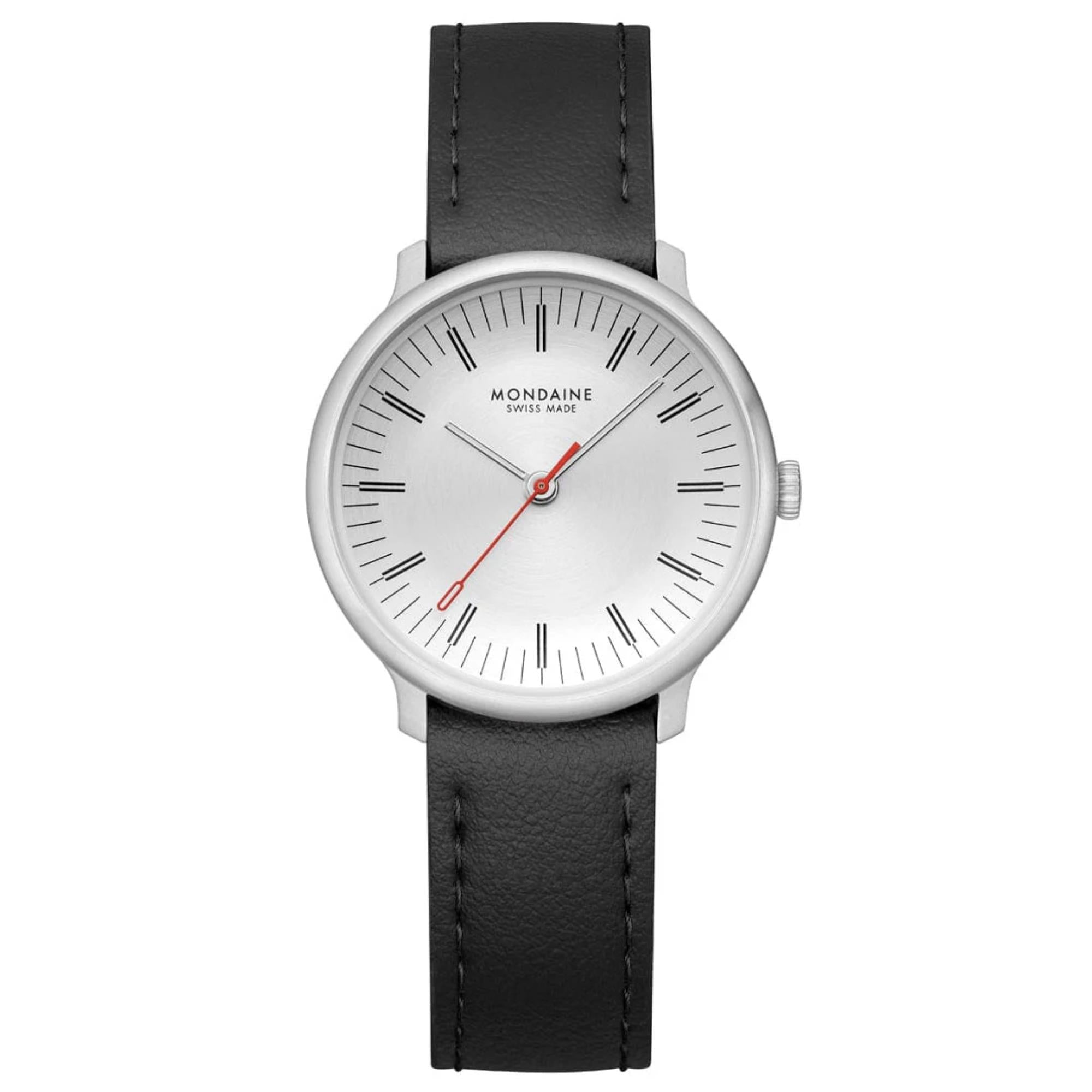 Mondaine Doppio Quartz Off-White Dial Leather Strap Women's Watch MLE.33110.LBV
