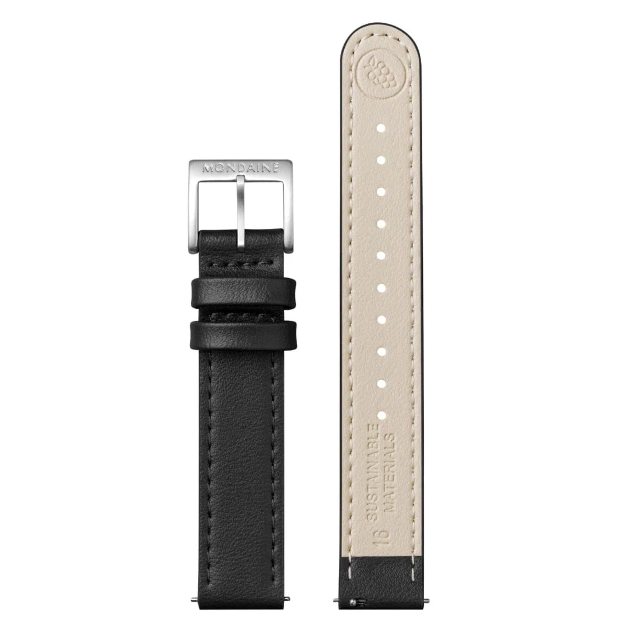 Mondaine Doppio Quartz Off-White Dial Leather Strap Women's Watch MLE.33110.LBV