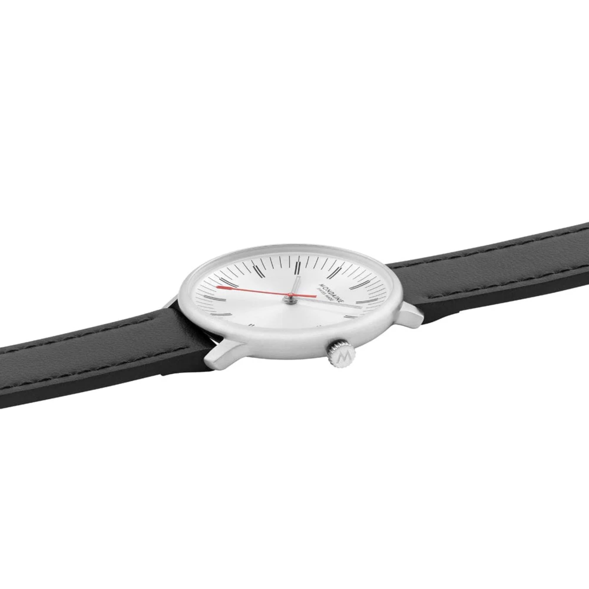 Mondaine Doppio Quartz Off-White Dial Leather Strap Women's Watch MLE.33110.LBV