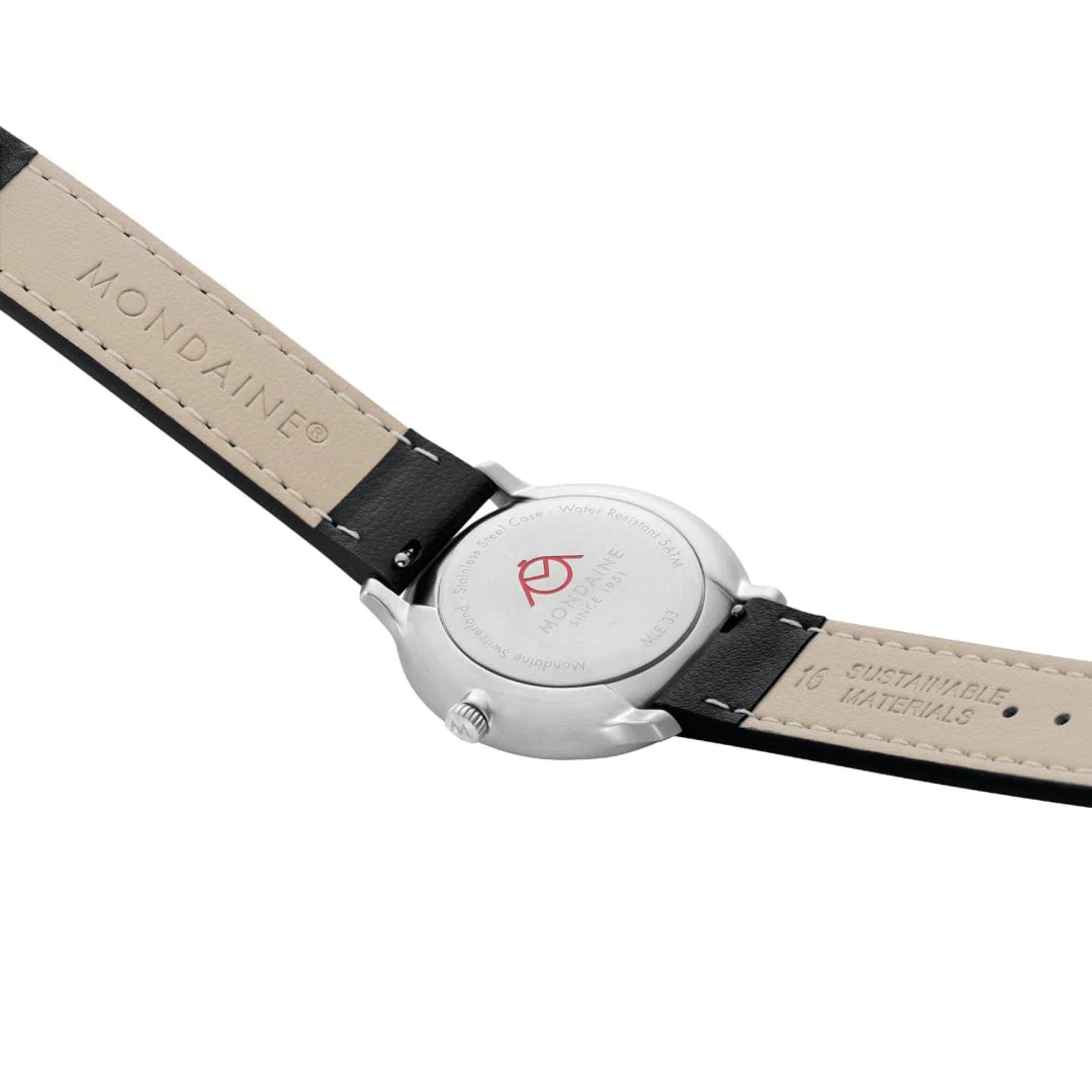 Mondaine Doppio Quartz Off-White Dial Leather Strap Women's Watch MLE.33110.LBV