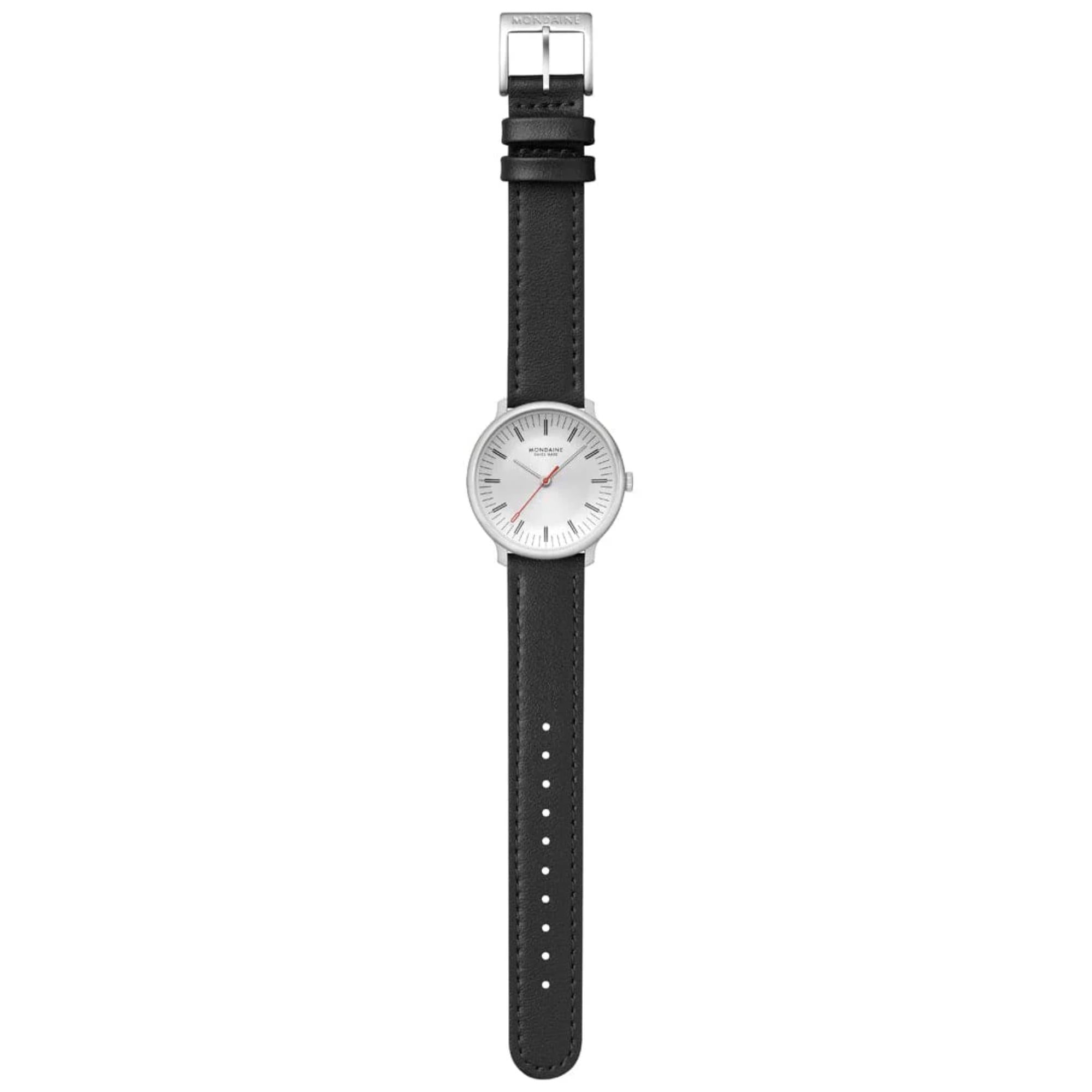 Mondaine Doppio Quartz Off-White Dial Leather Strap Women's Watch MLE.33110.LBV
