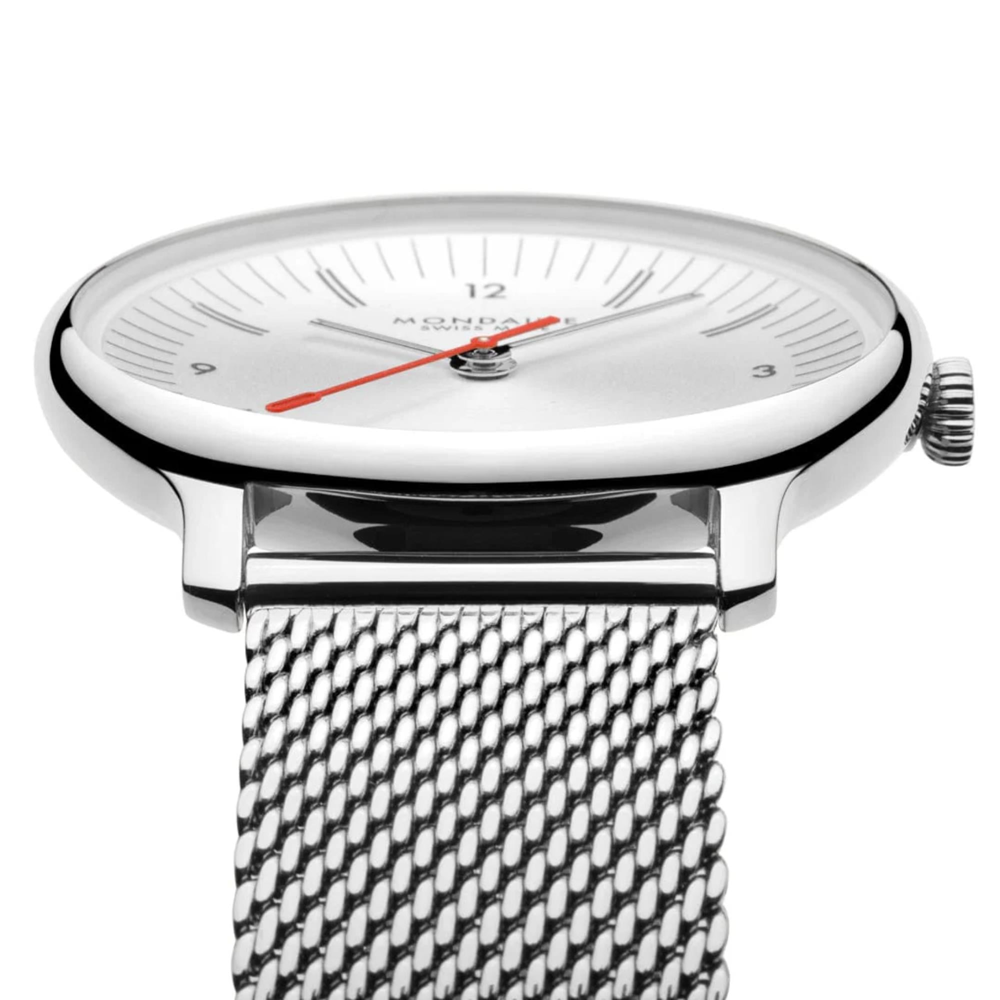 Mondaine Doppio Quartz Off-White Dial Steel Strap Women's Watch MLE.33110.SM