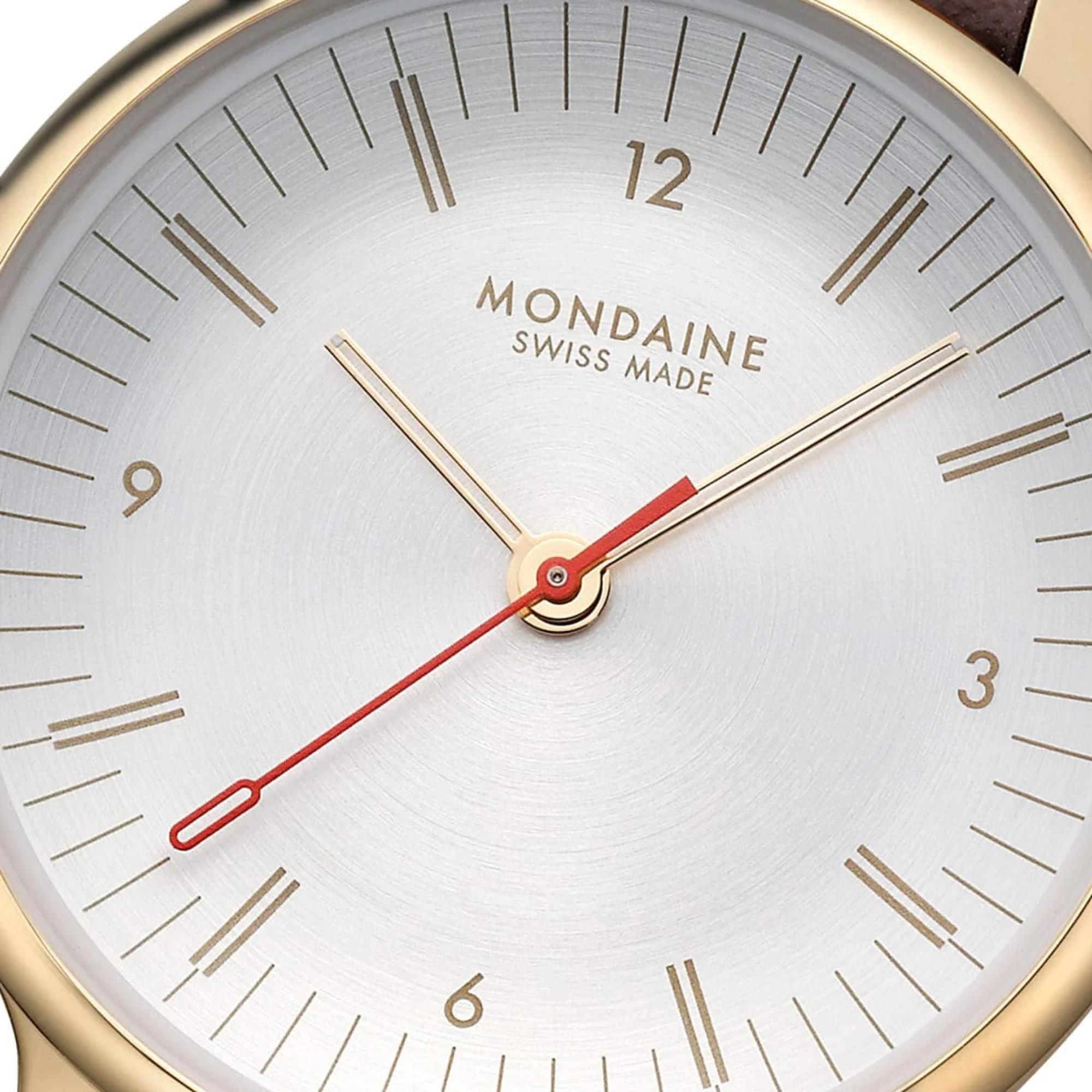 Mondaine Doppio Quartz Off-White Dial Leather Strap Women's Watch MLE.33110.LGV