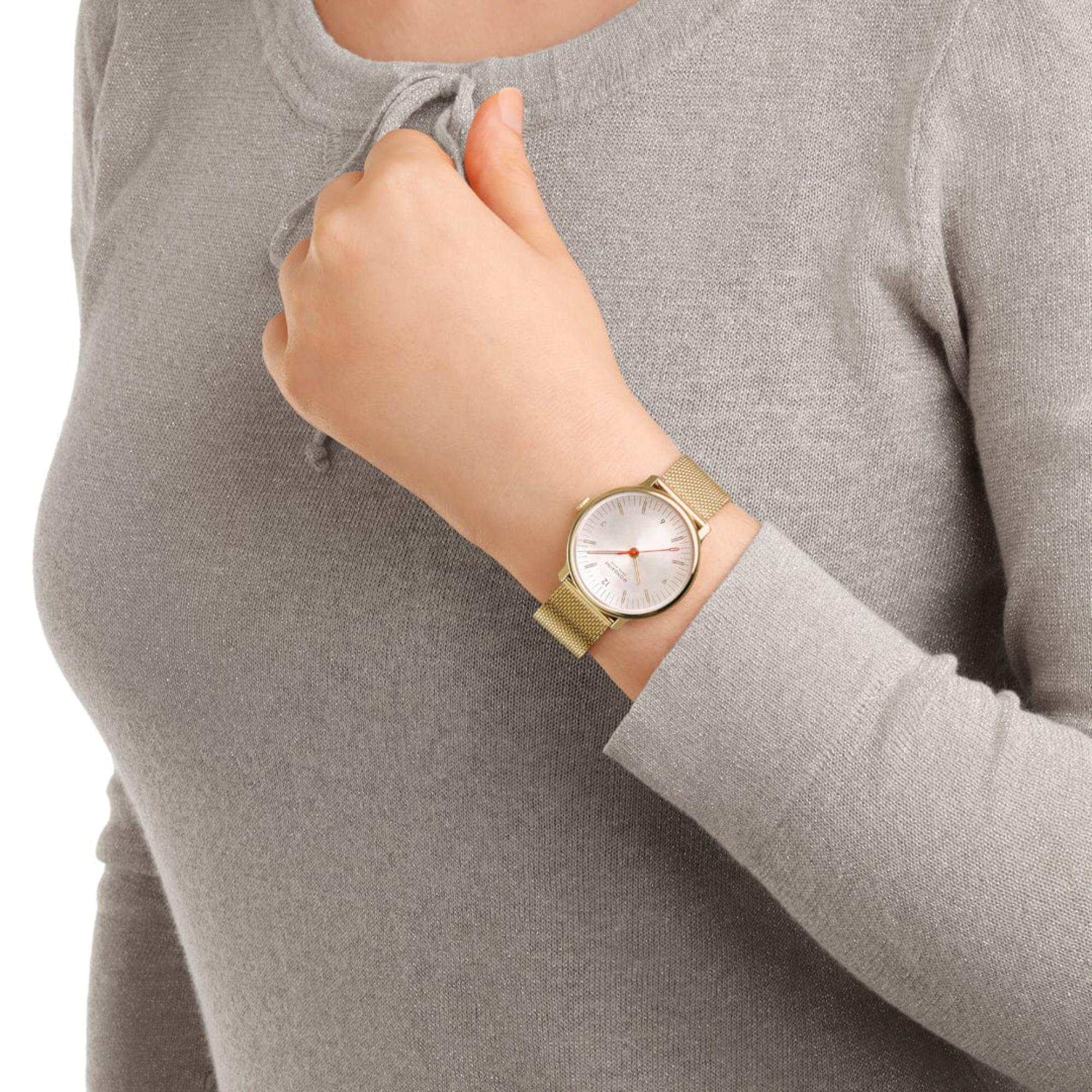 Mondaine Doppio Quartz Off-White Dial Steel Strap Women's Watch MLE.33111.SM