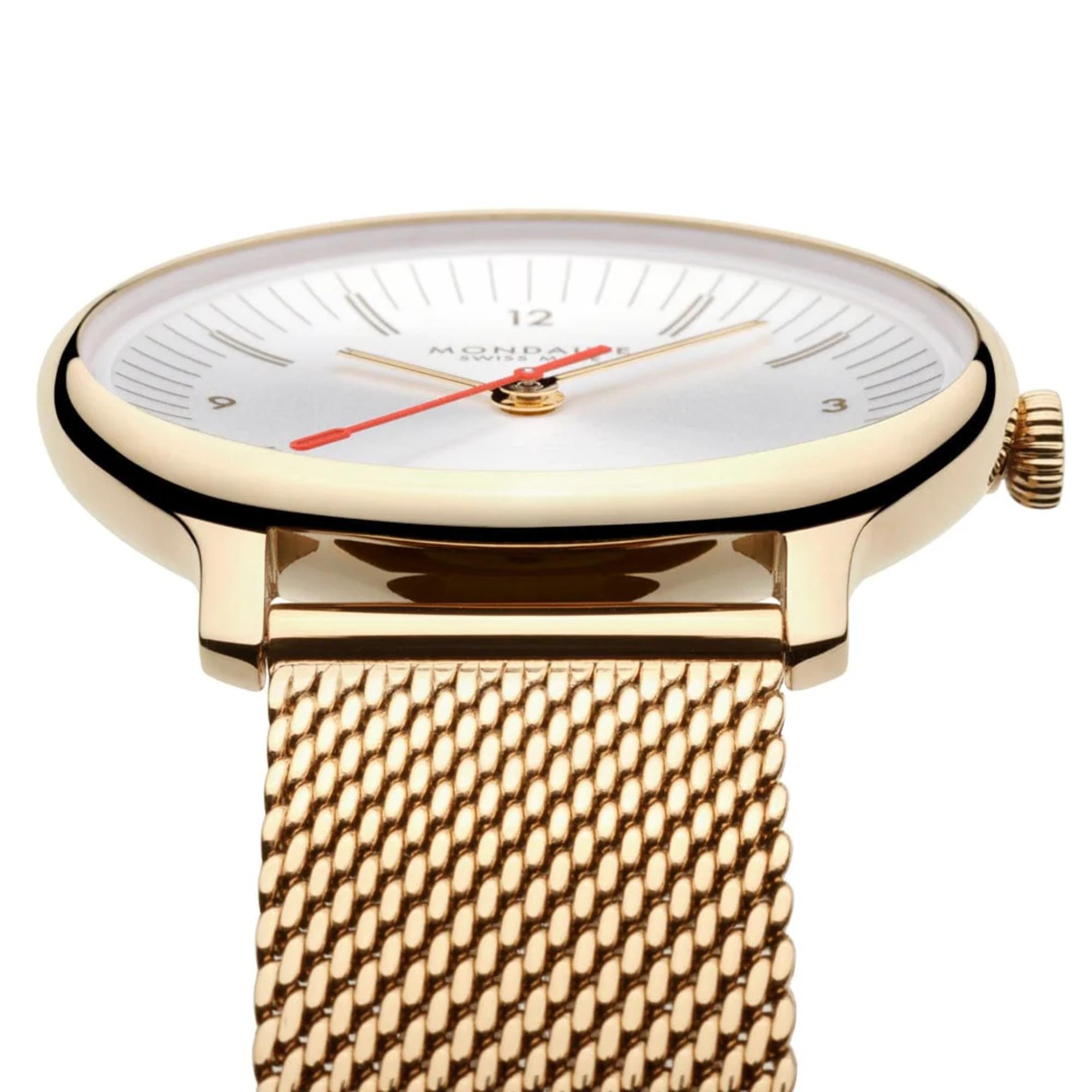 Mondaine Doppio Quartz Off-White Dial Steel Strap Women's Watch MLE.33111.SM