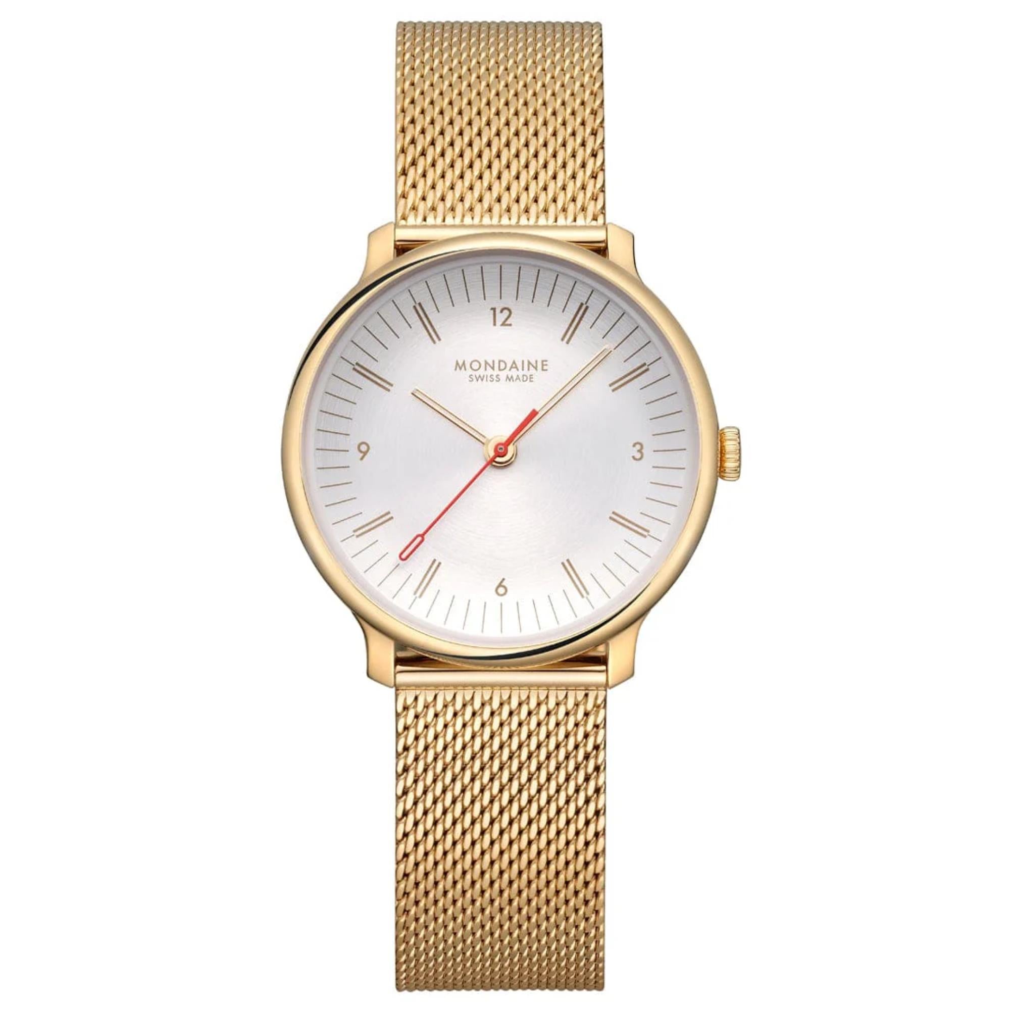 Mondaine Doppio Quartz Off-White Dial Steel Strap Women's Watch MLE.33111.SM