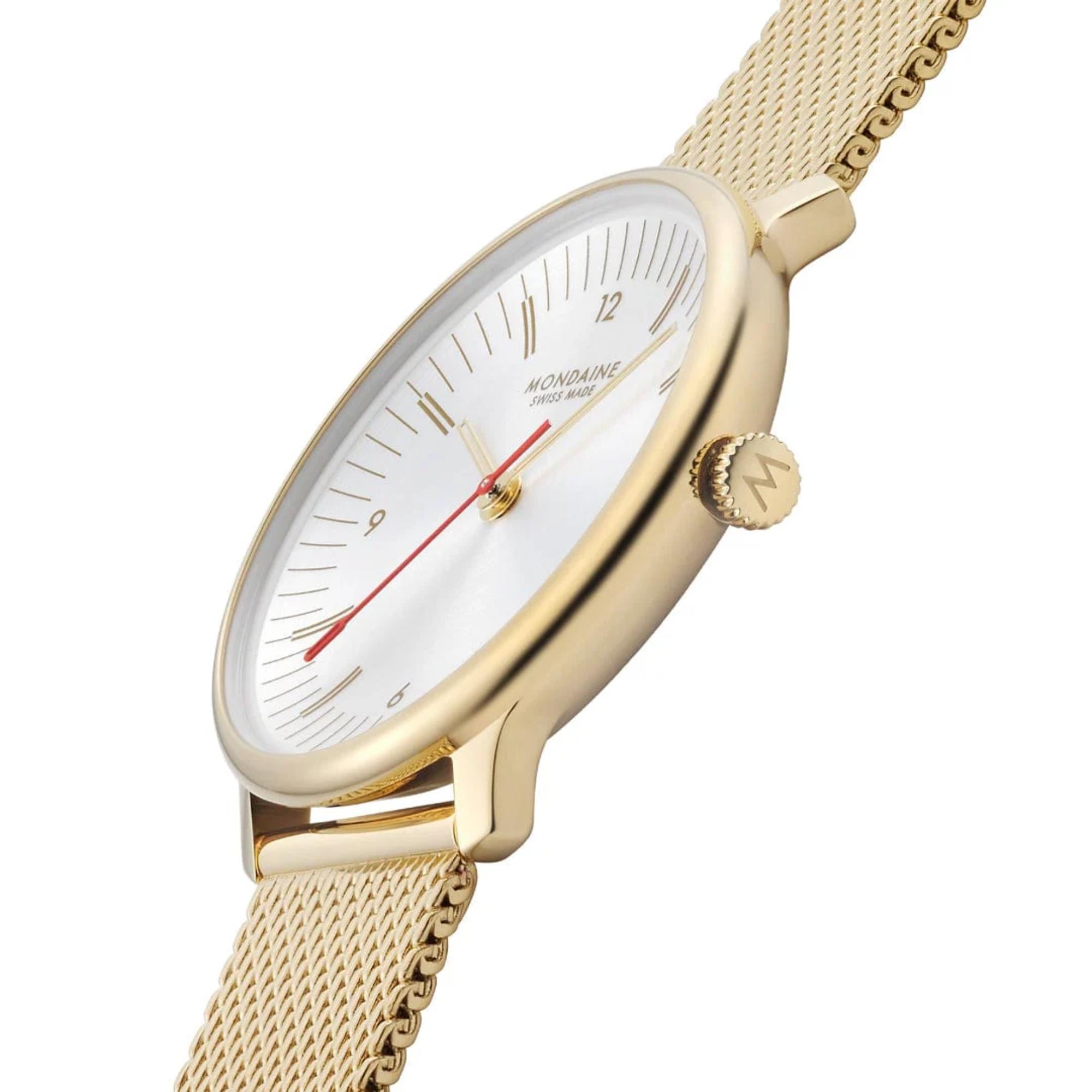 Mondaine Doppio Quartz Off-White Dial Steel Strap Women's Watch MLE.33111.SM