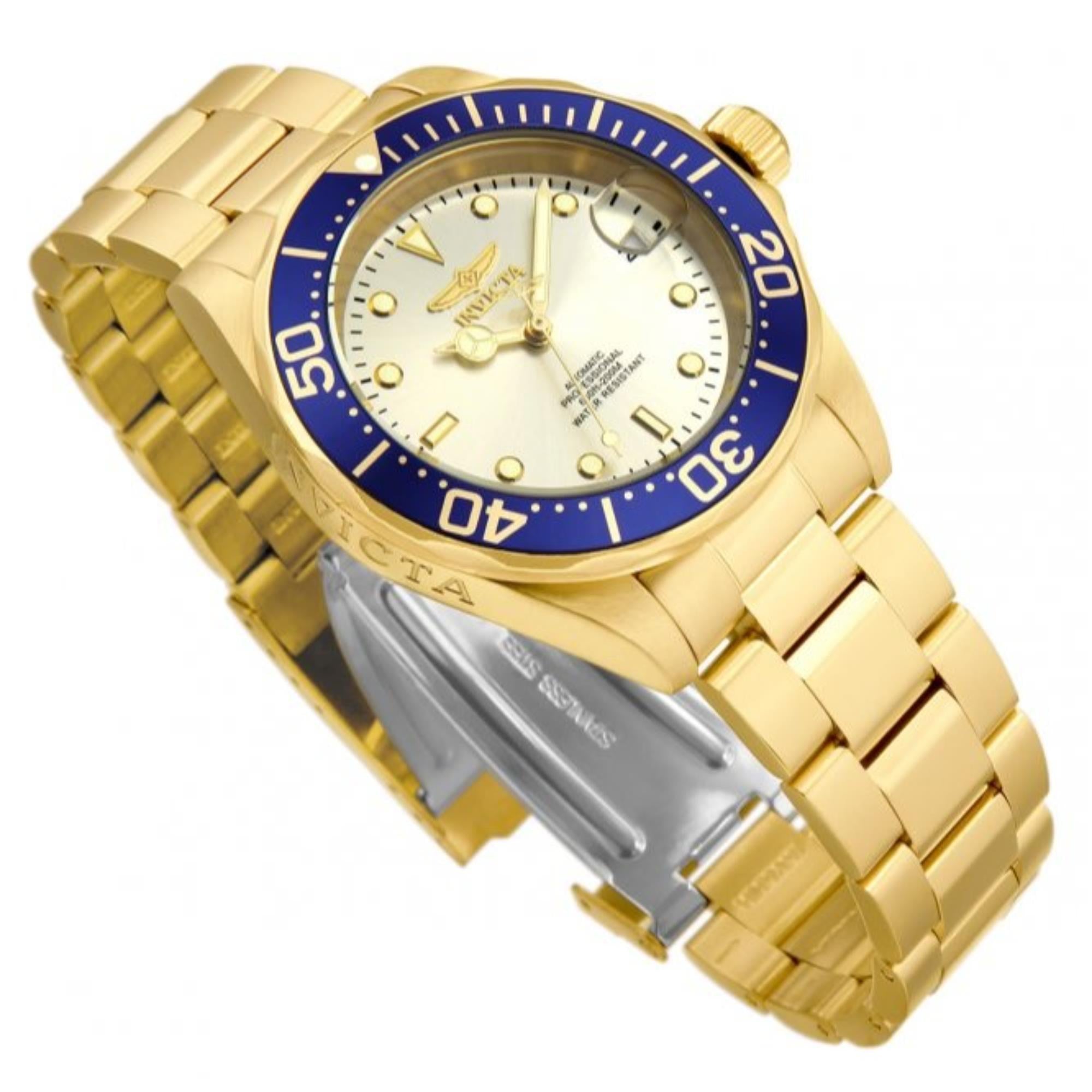 Invicta Pro Diver Automatic Champagne Dial Steel Strap Men's Watch 9743