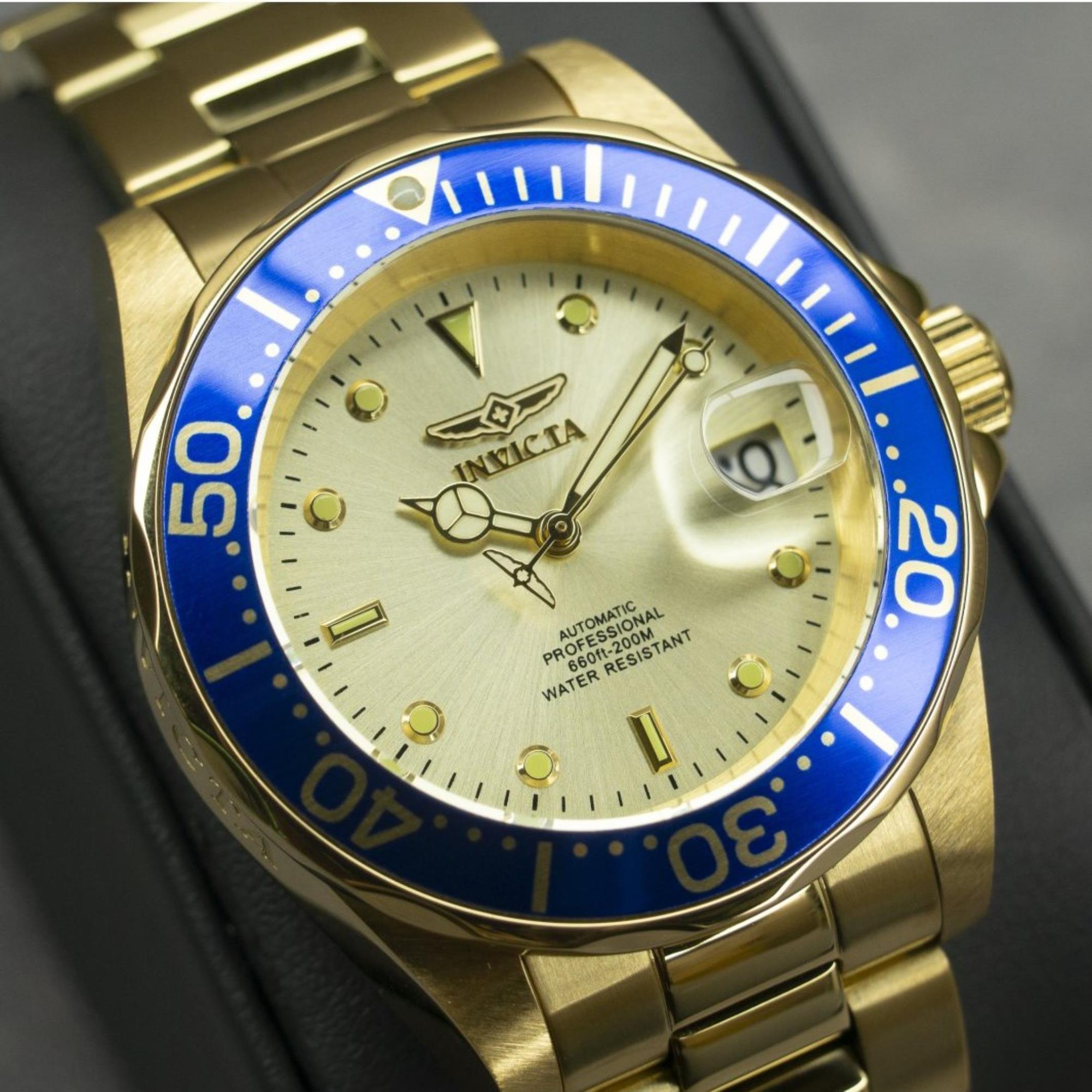 Invicta Pro Diver Automatic Champagne Dial Steel Strap Men's Watch 9743