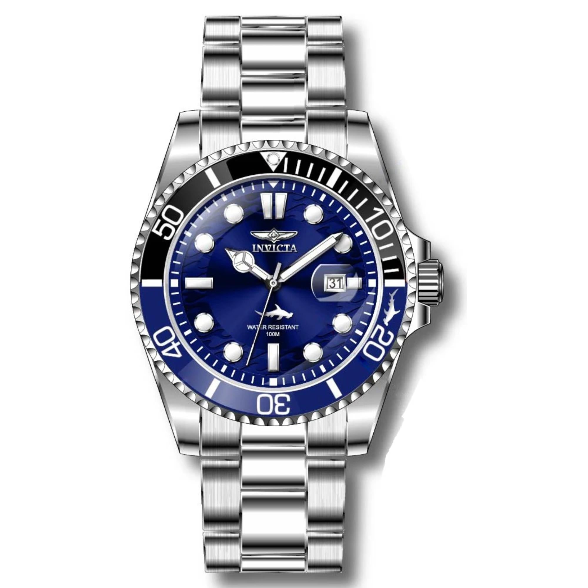 Invicta Pro Diver Quartz Blue Dial Steel Strap Men's Watch 44716