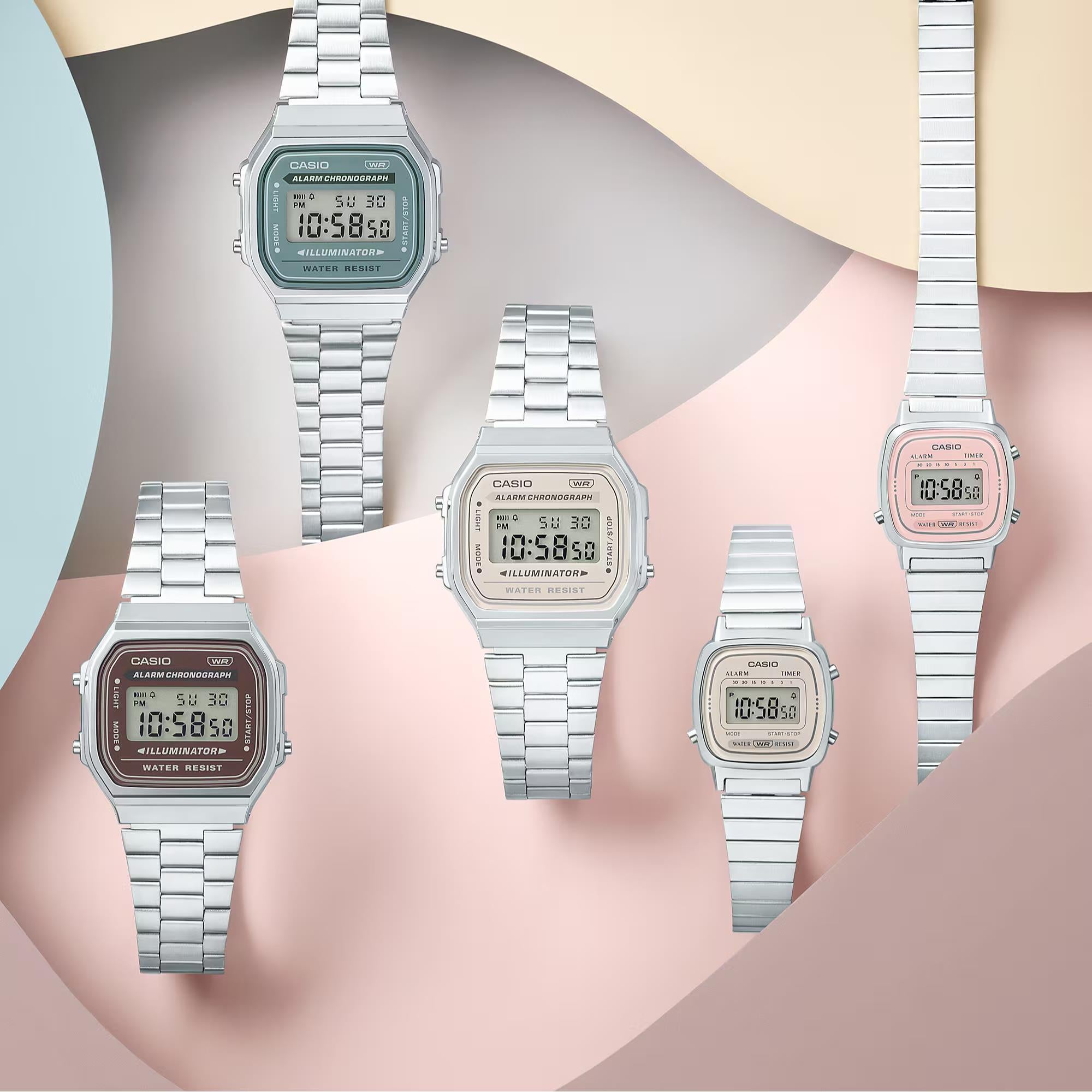 Casio Vintage Digital Illuminator Steel Strap Unisex Watch A168WA-3AYES