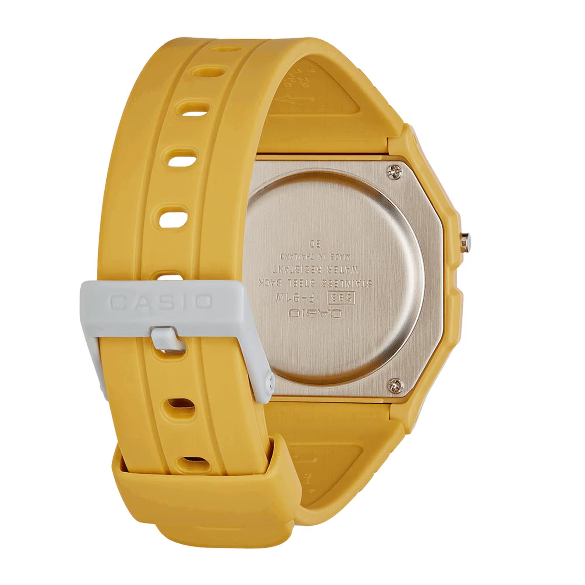 Casio Vintage Digital Mustard Yellow Resin Strap Unisex Watch F-91WC-9AEF