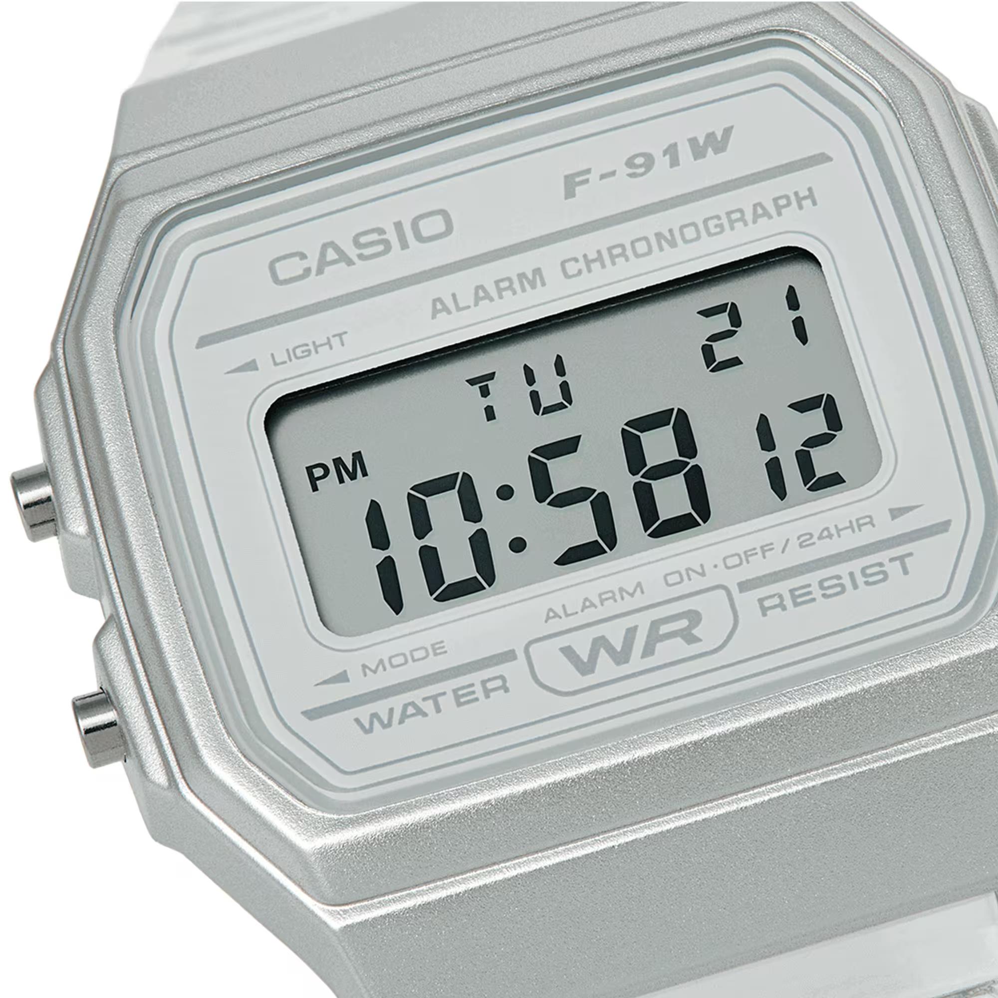 Casio Vintage Digital Quartz Clear Resin Strap Unisex Watch F-91WS-7EF