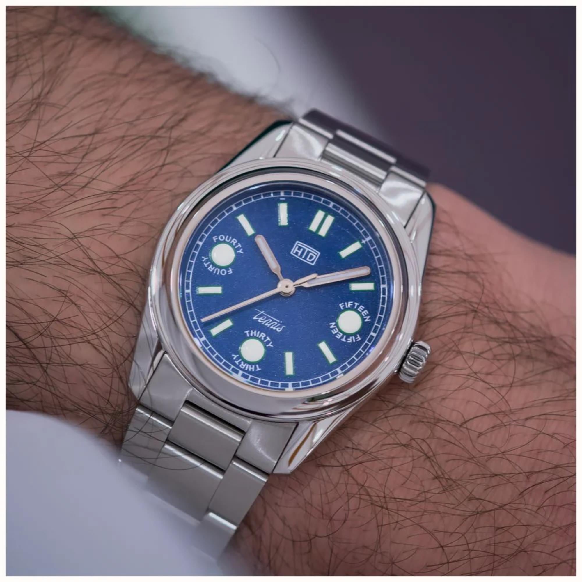 HTD Tennis Cemento Automatic Light Blue Dial Steel Strap Unisex Sports Watch T23S01_B