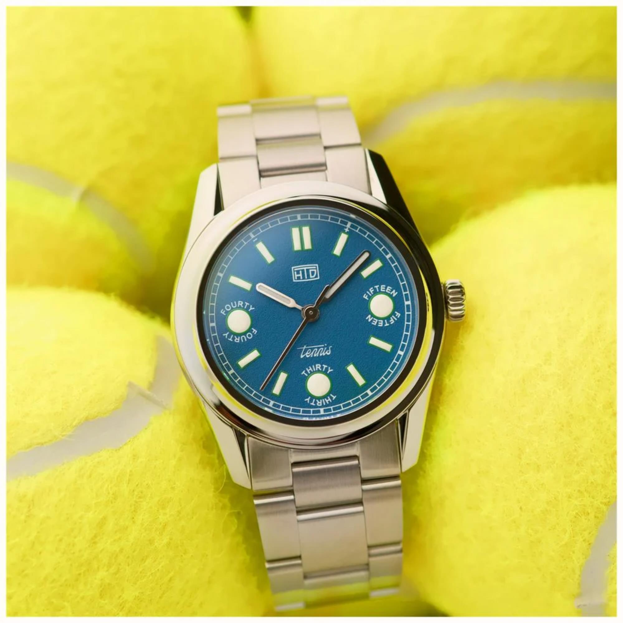 HTD Tennis Cemento Automatic Light Blue Dial Steel Strap Unisex Sports Watch T23S01_B