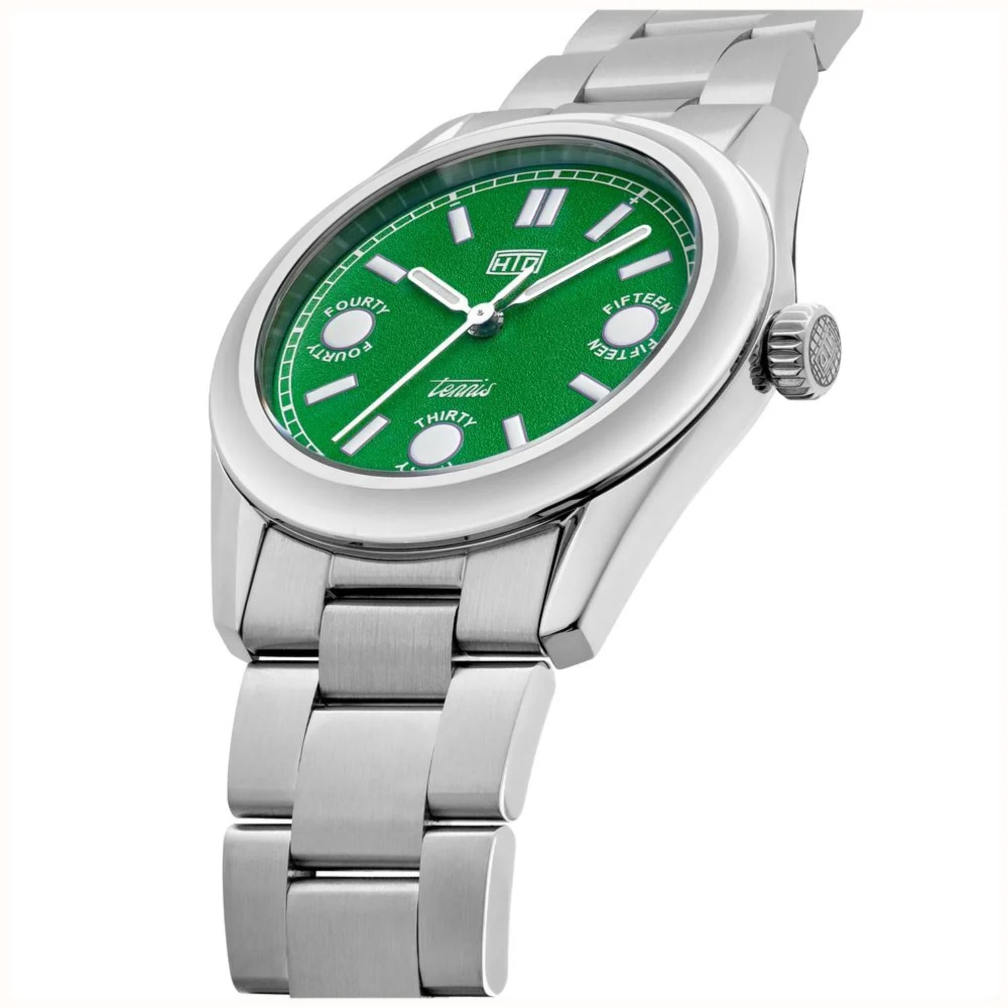 HTD Tennis Erba Automatic Green Dial Steel Strap Unisex Sports Watch T23S01_E