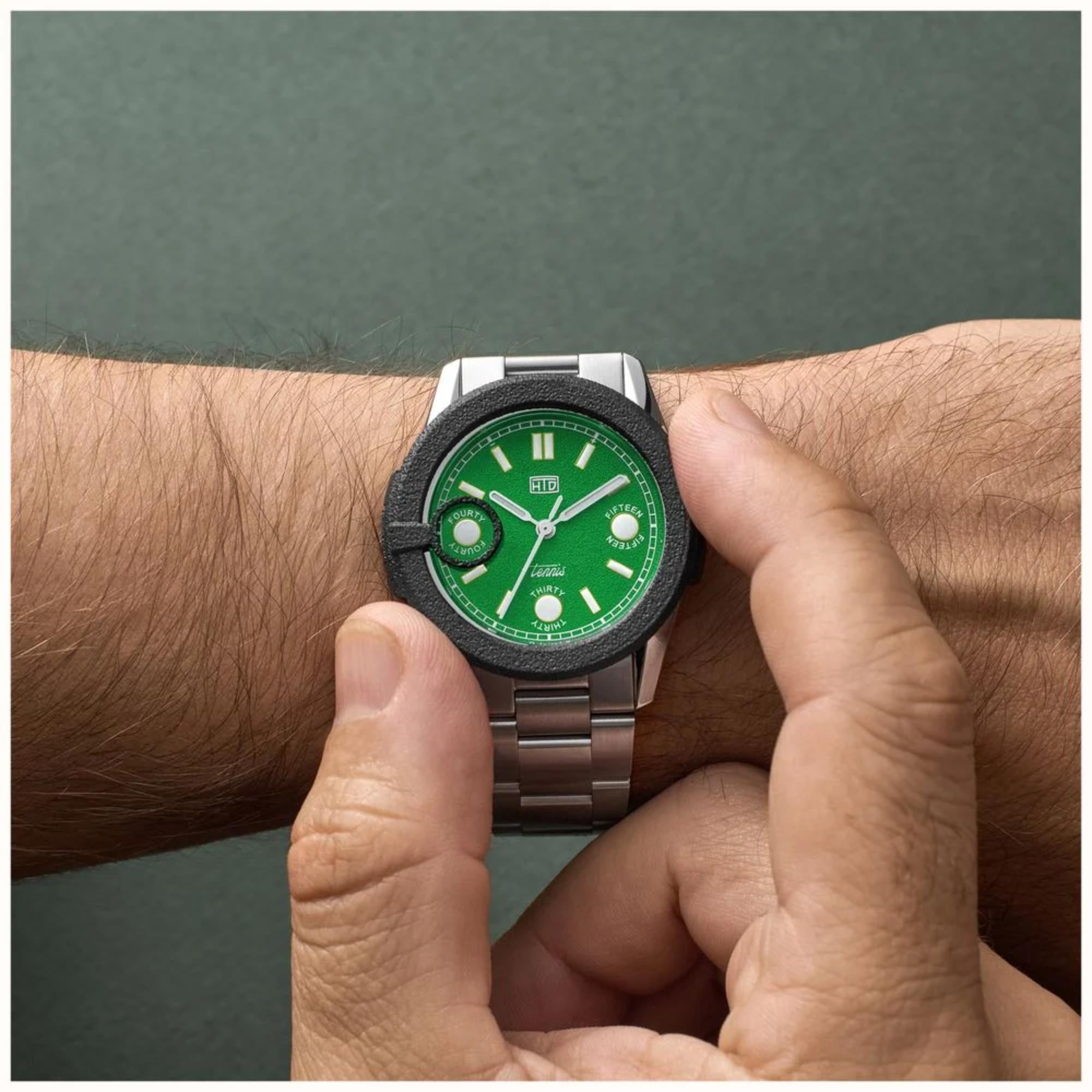 HTD Tennis Erba Automatic Green Dial Steel Strap Unisex Sports Watch T23S01_E