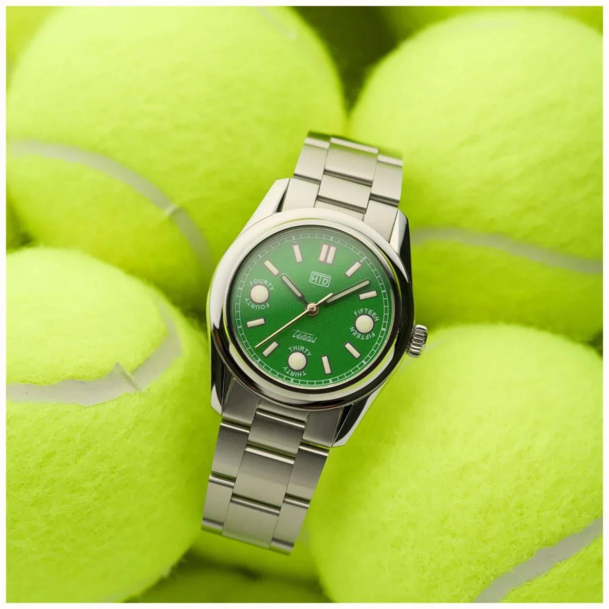 HTD Tennis Erba Automatic Green Dial Steel Strap Unisex Sports Watch T23S01_E