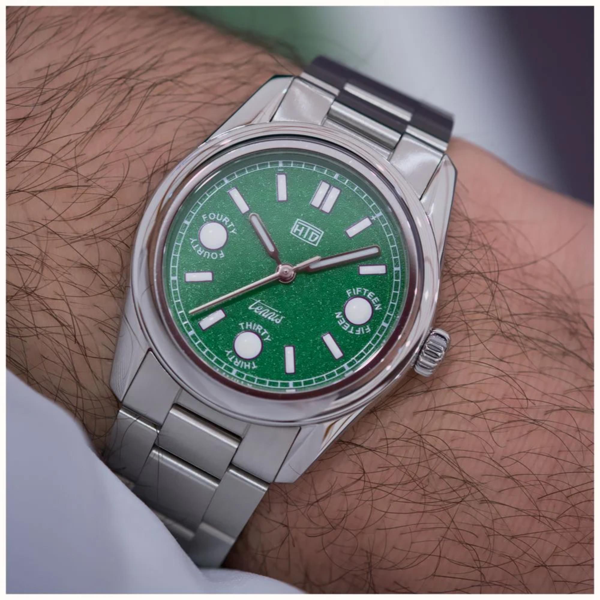 HTD Tennis Erba Automatic Green Dial Steel Strap Unisex Sports Watch T23S01_E