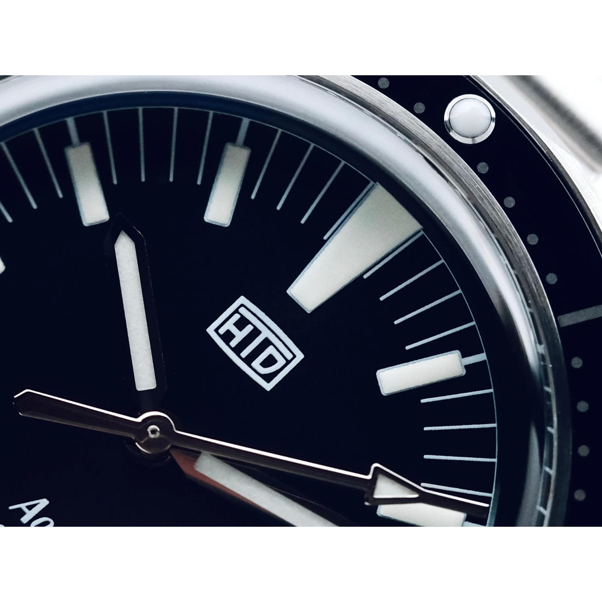 HTD Aquatic Spaceboy Automatic Black Dial Steel Strap Men's Watch A25F09S