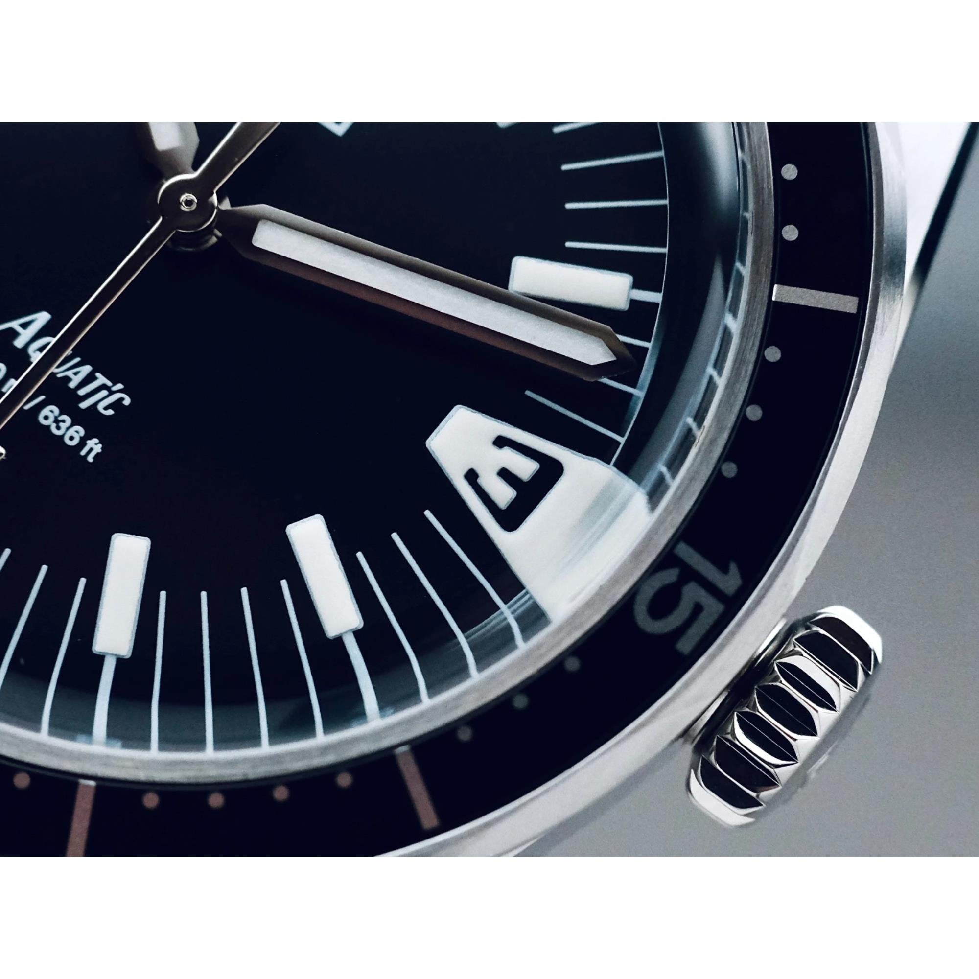 HTD Aquatic Spaceboy Automatic Black Dial Steel Strap Men's Watch A25F09S