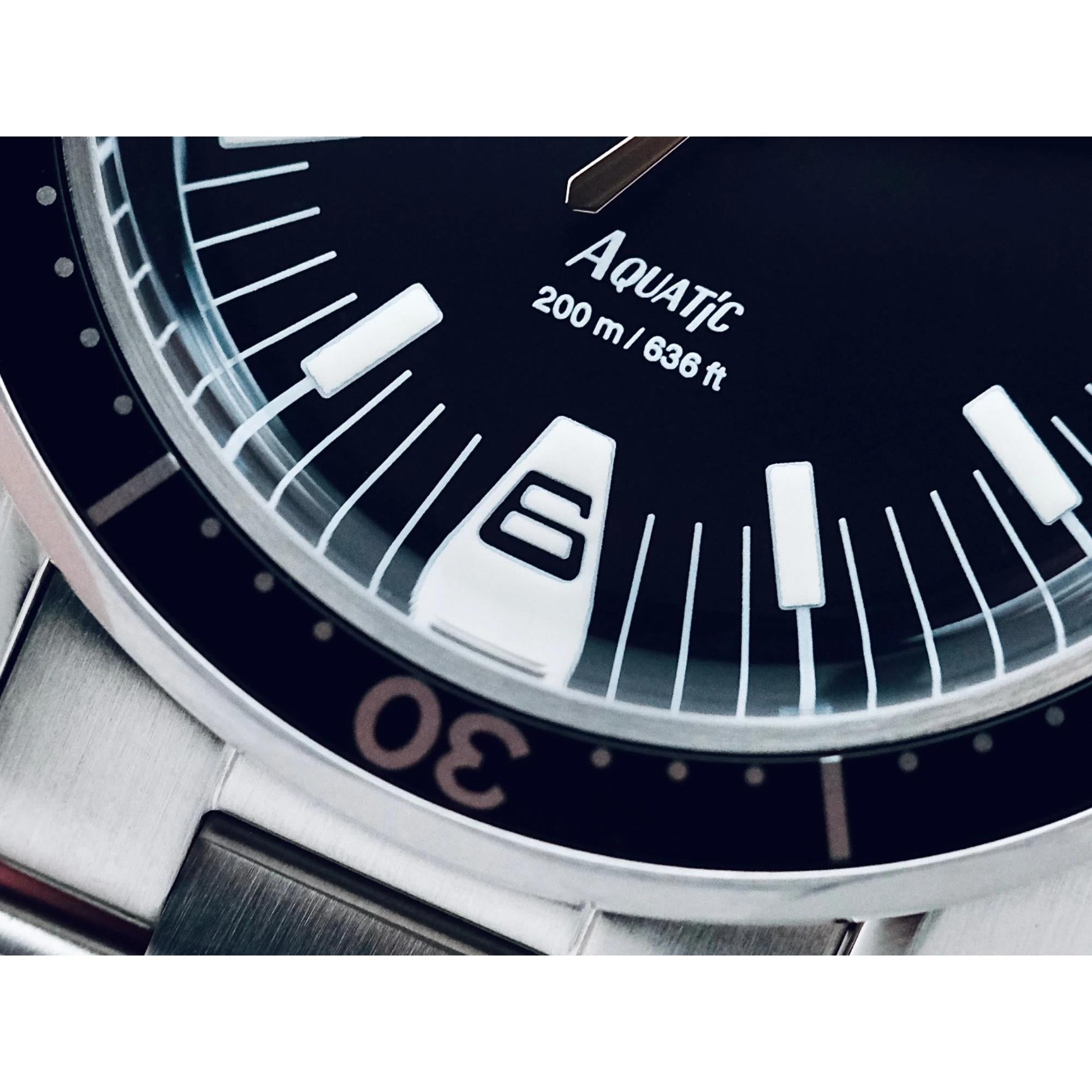 HTD Aquatic Spaceboy Automatic Black Dial Steel Strap Men's Watch A25F09S