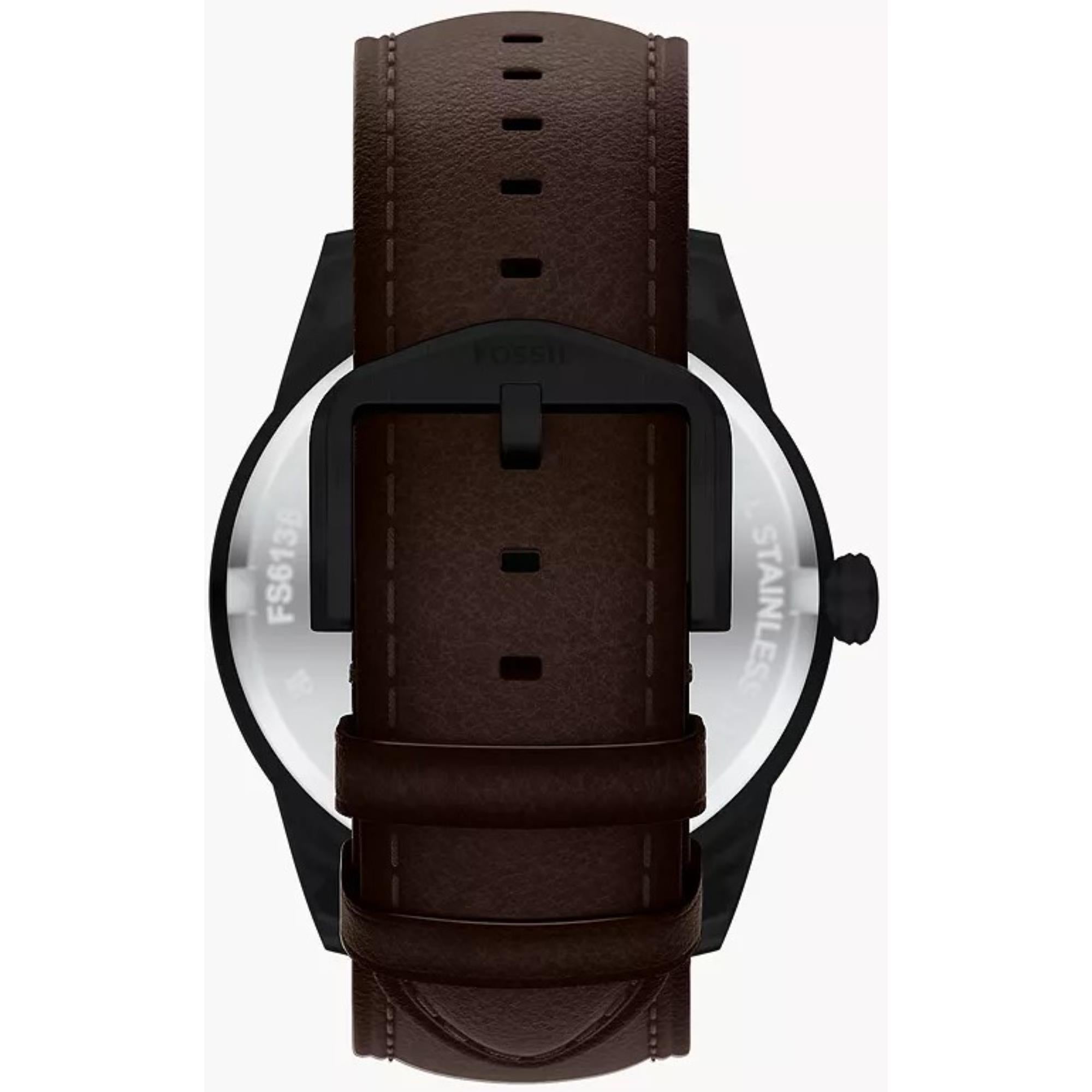 Fossil Pearson Quartz Chronograph Black Dial Leather Strap Men's Watch FS6138