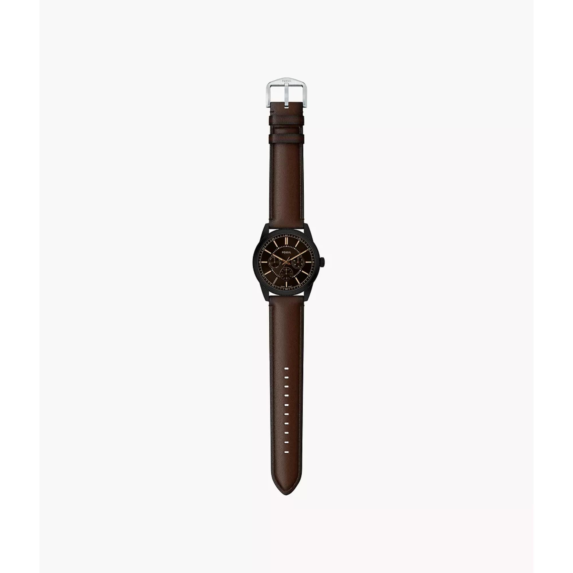 Fossil Pearson Quartz Chronograph Black Dial Leather Strap Men's Watch FS6138