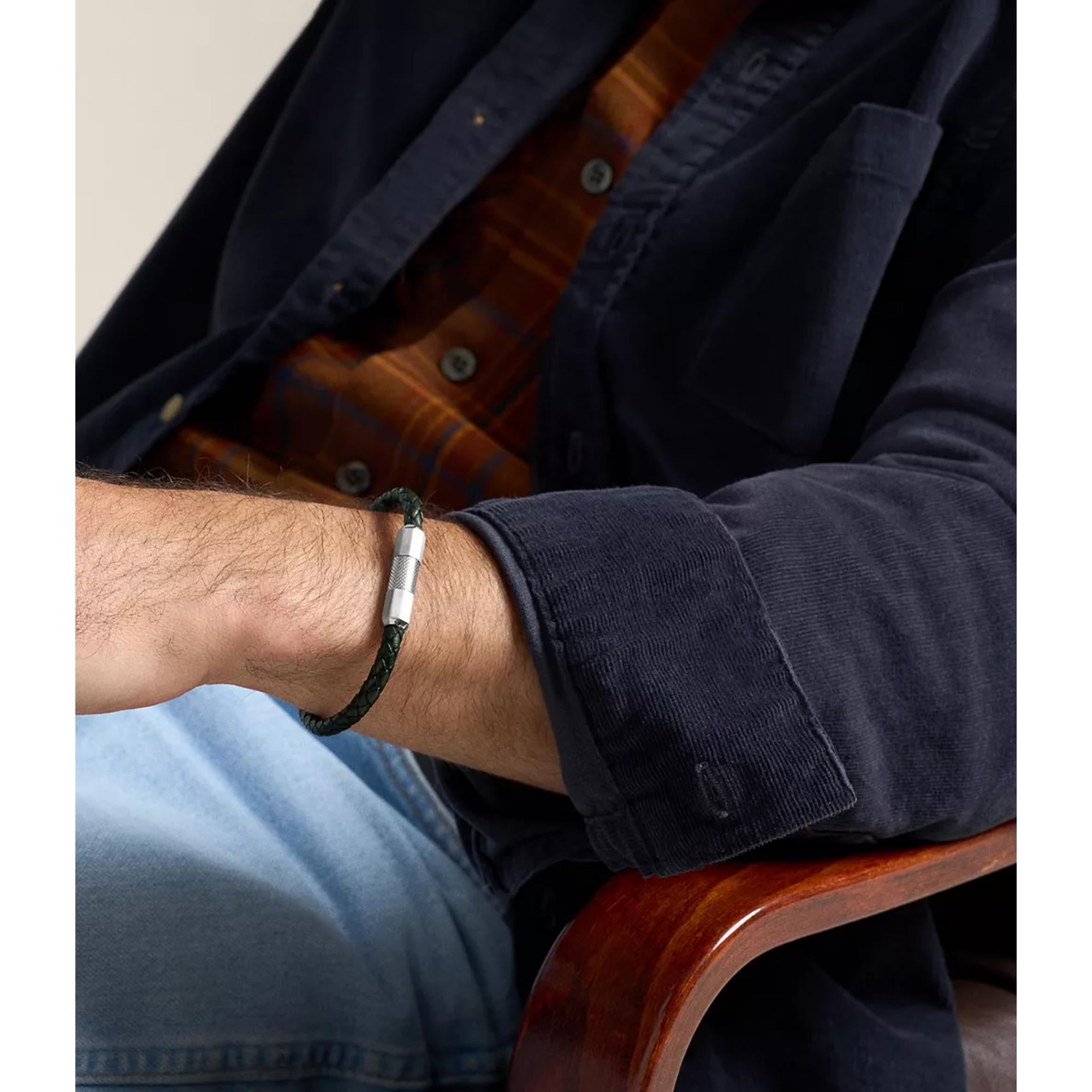 Fossil Knurled Texture Leather Men's Bracelet JF04919040