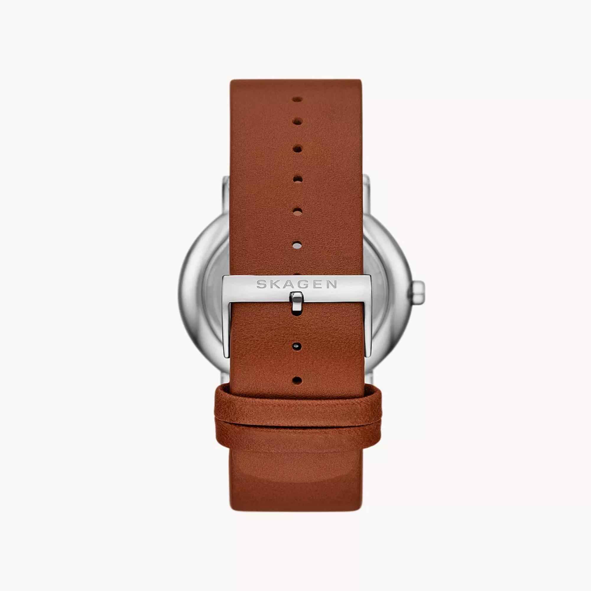 Skagen Signatur Multifunction Cream Dial Leather Strap Men's Watch SKW6942